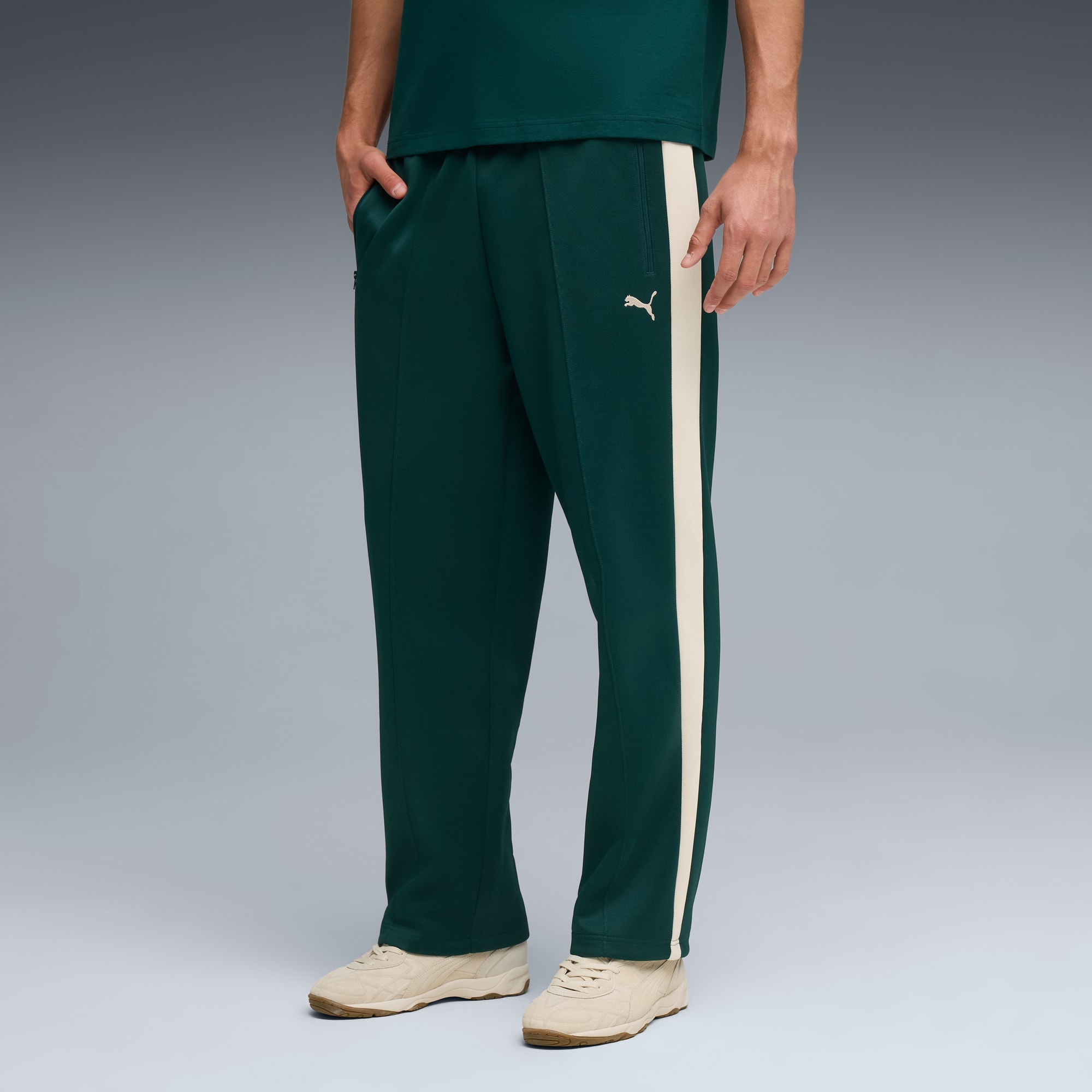 Pantaloni da corsa T7 ALWAYS ON vestibilità comoda da uomo, Green Terrain-Alpine Snow, large