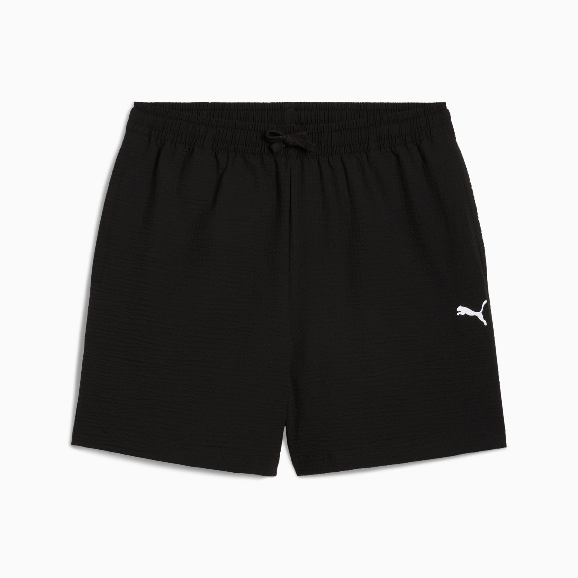 ハーフ・ショートパンツ Wide 6-quarter bermuda shorts black WARDROBE ESSENTIALS Men's Seersucker Relaxed 6