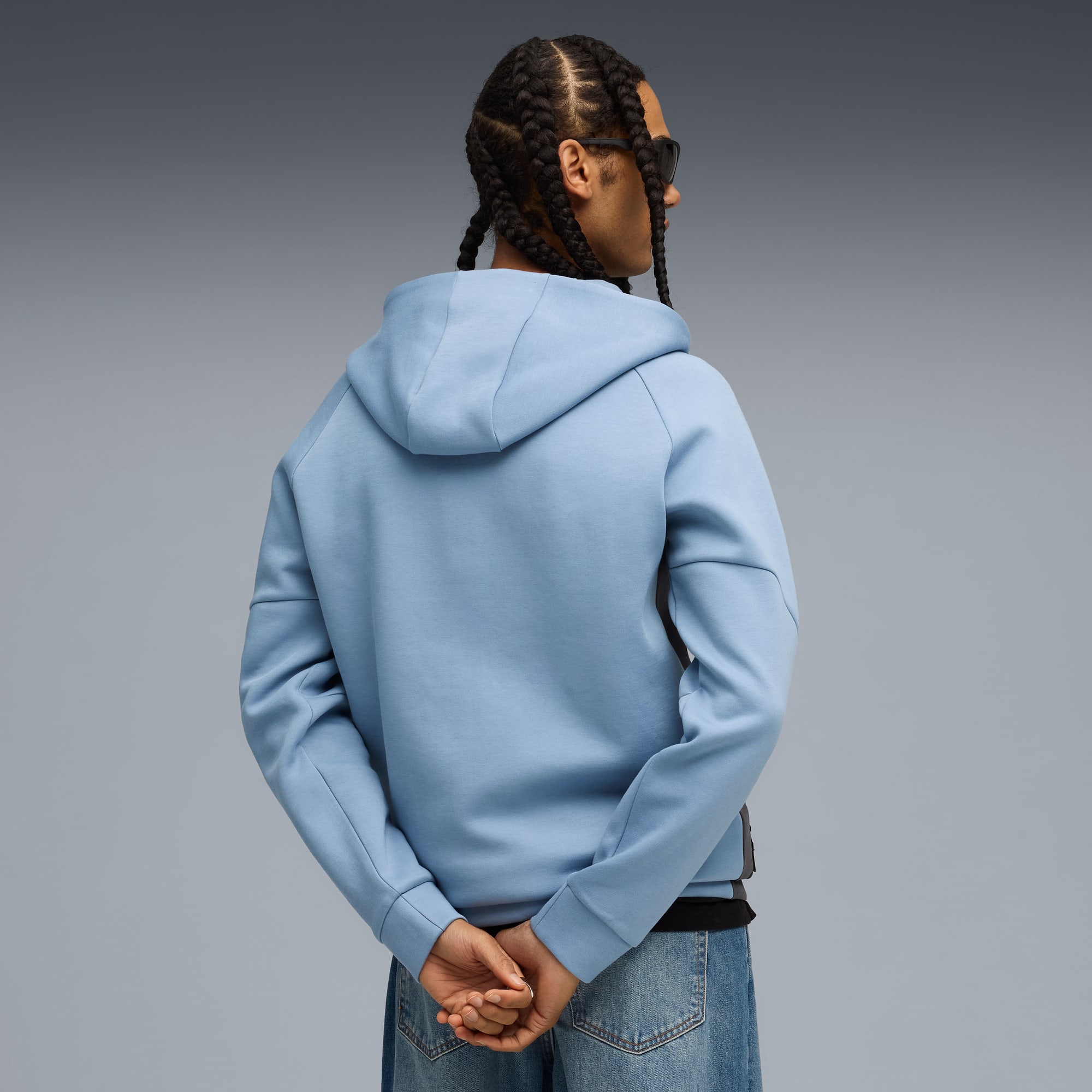 Felpa con zip integrale e cappuccio PUMATECH da uomo, Cool Blue-Dusky Gray, large