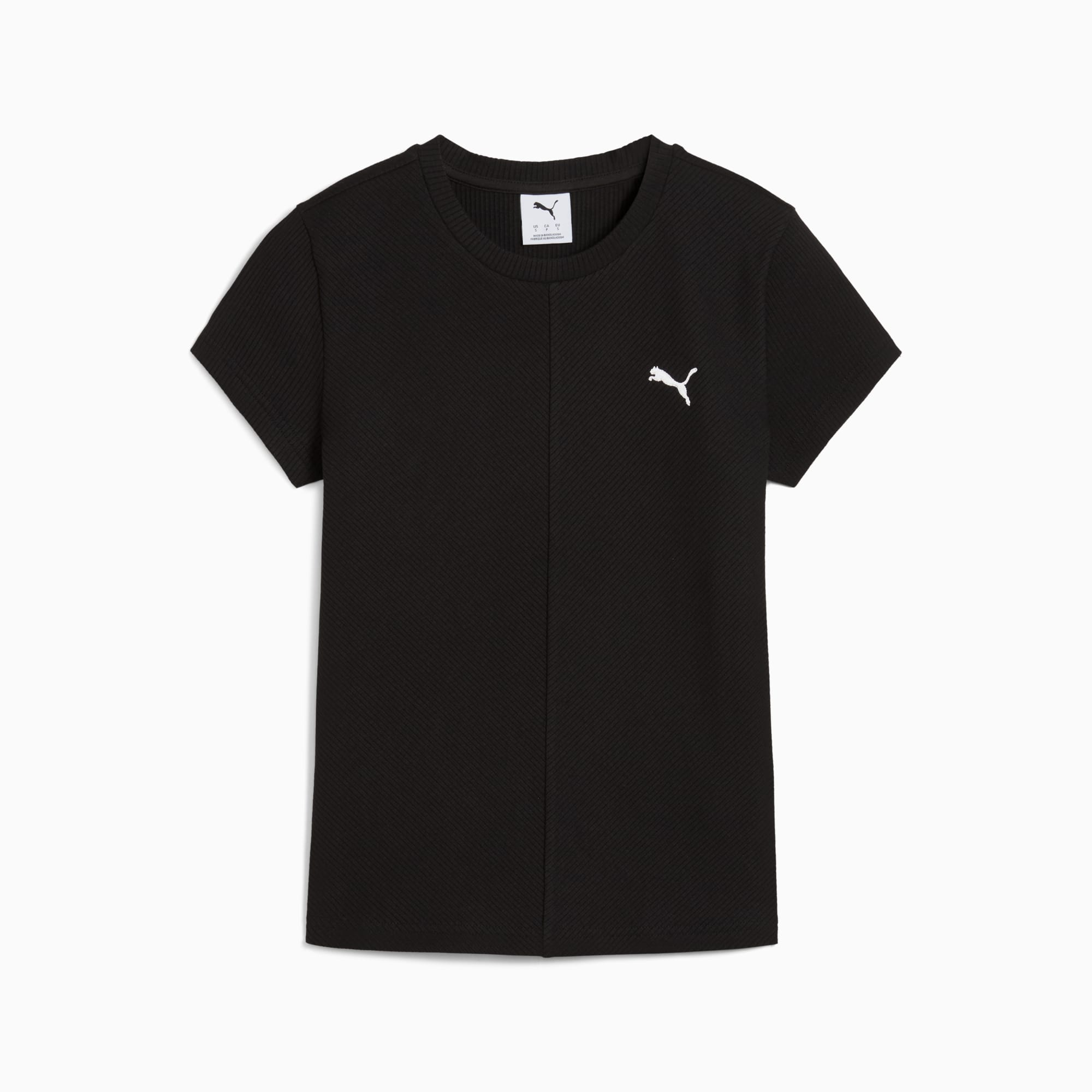 WARDROBE Essentials Ribbed Slim Tee Women, PUMA Black, large-SEA