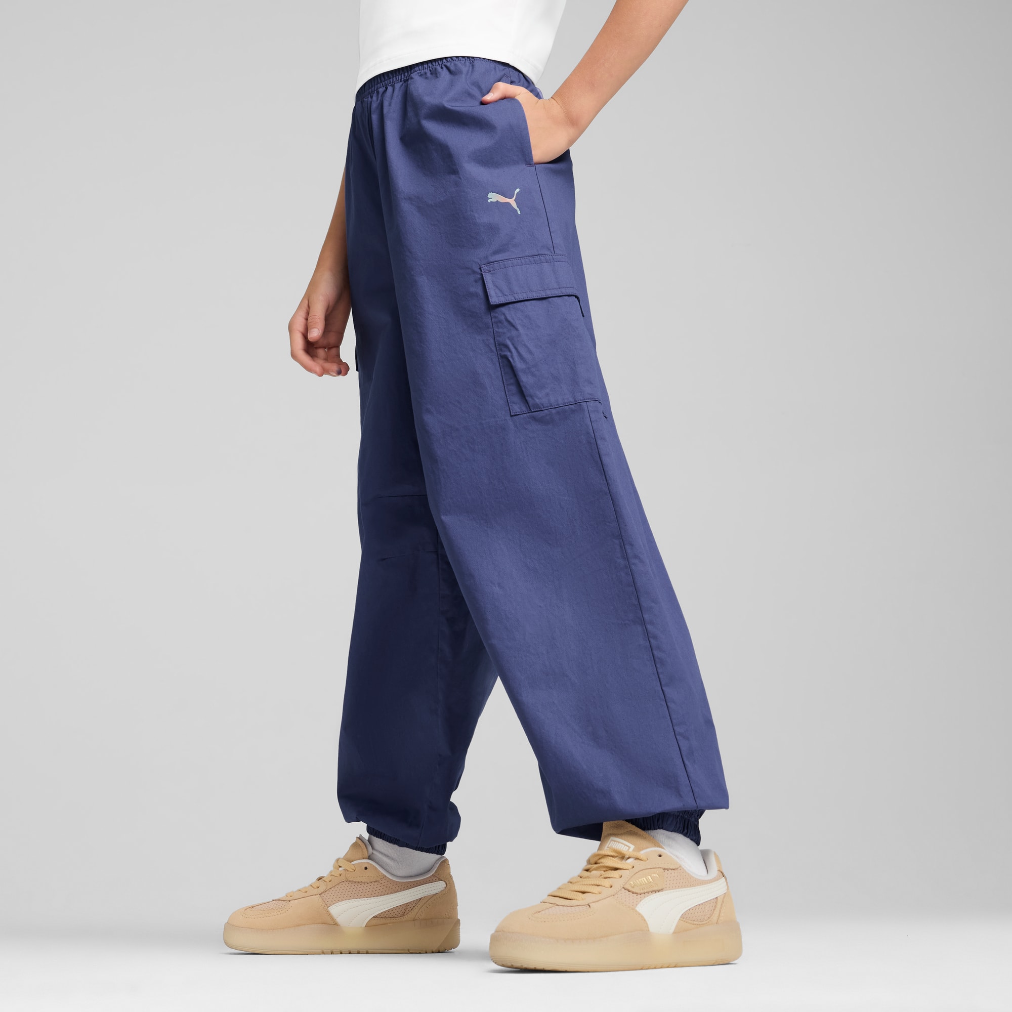 Puma Butterfly Vibe Big Kids' Cargo Pants, Blue, L