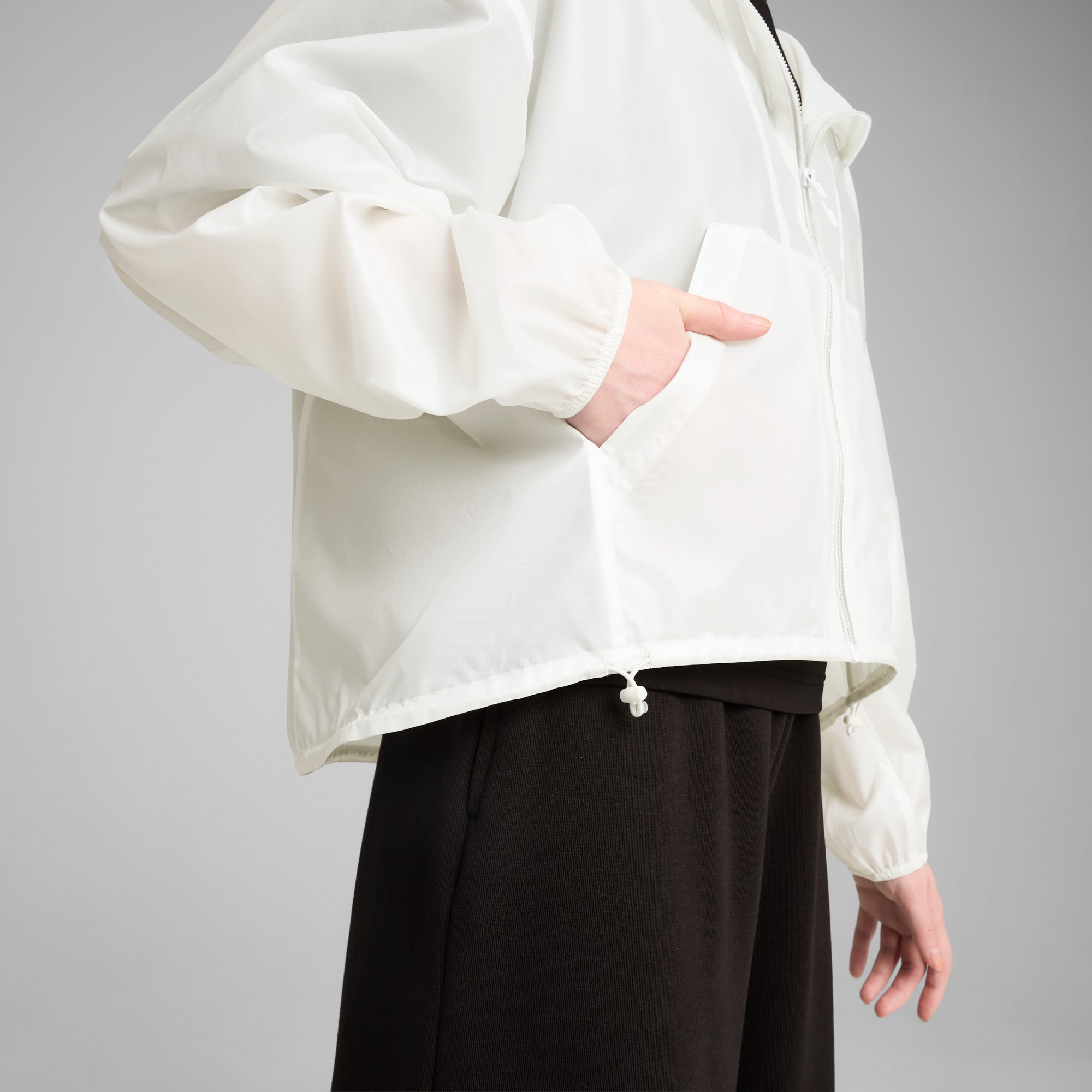 WARDROBE ESS Oversized Wind Jacket Women, PUMA White, large