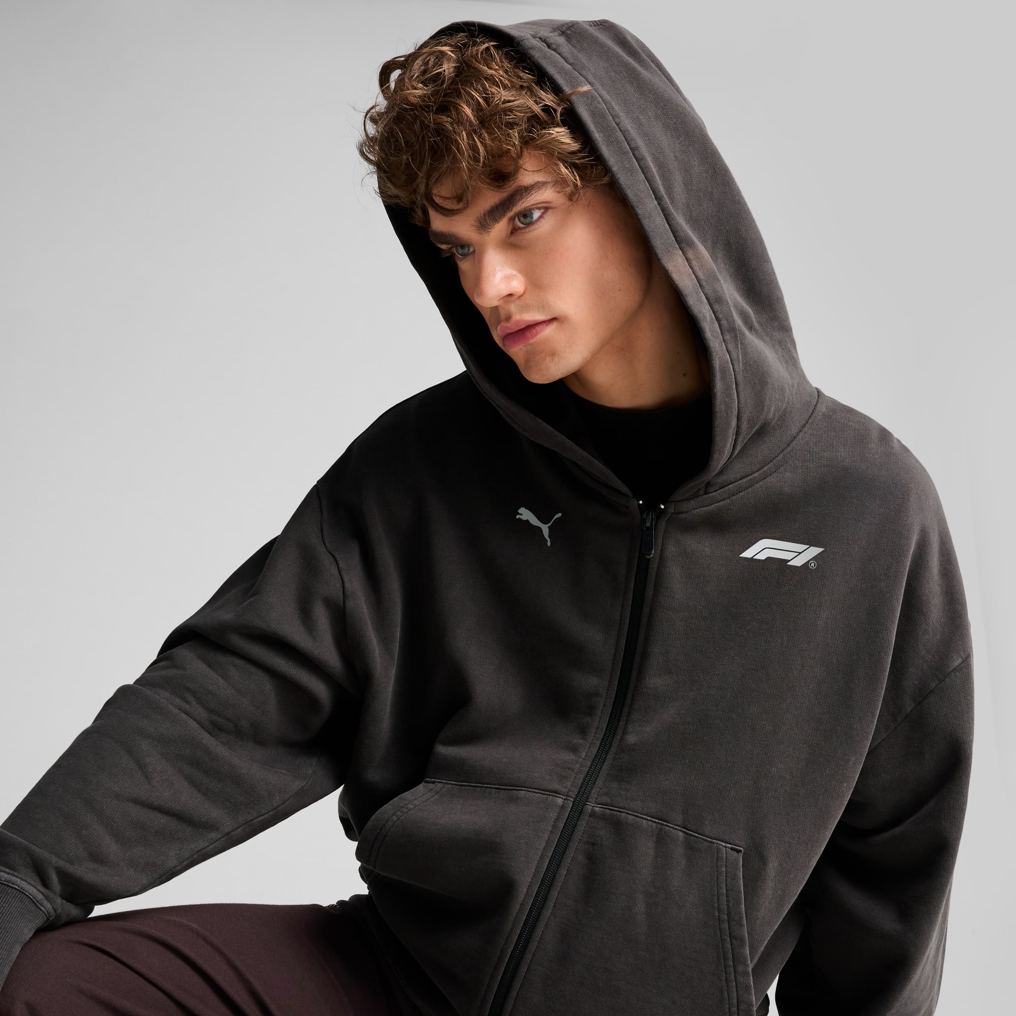 F1® Graphic Fullzip Hoodie Men, PUMA Black, large