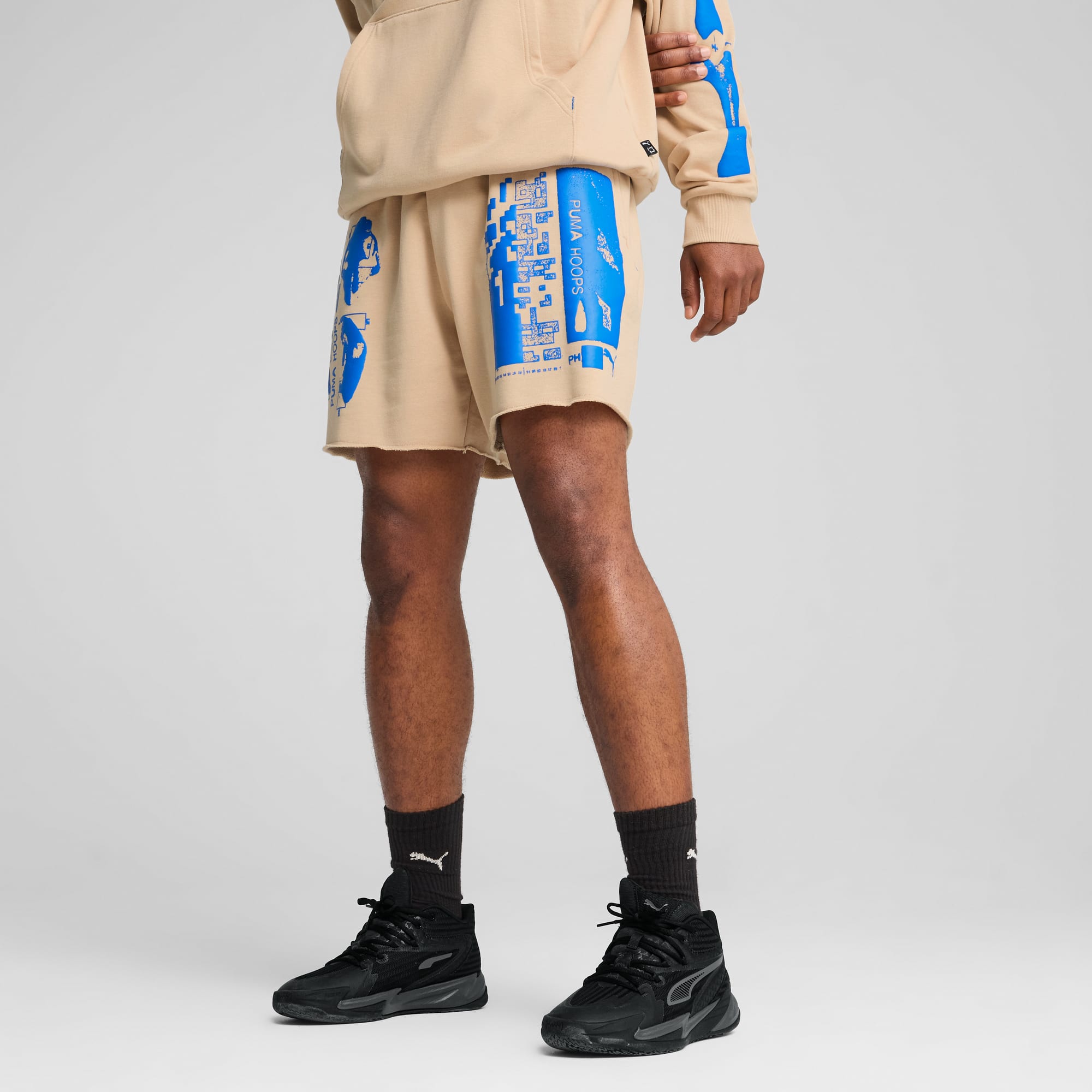 Ancient Roars Terry Basketball Shorts Unisex, Light Sand, large