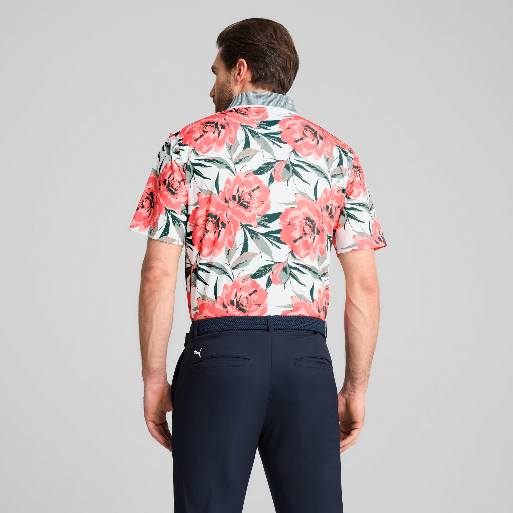 Polo de golf Beautiful Game MATTR Homme, White Glow-Red Fire, large