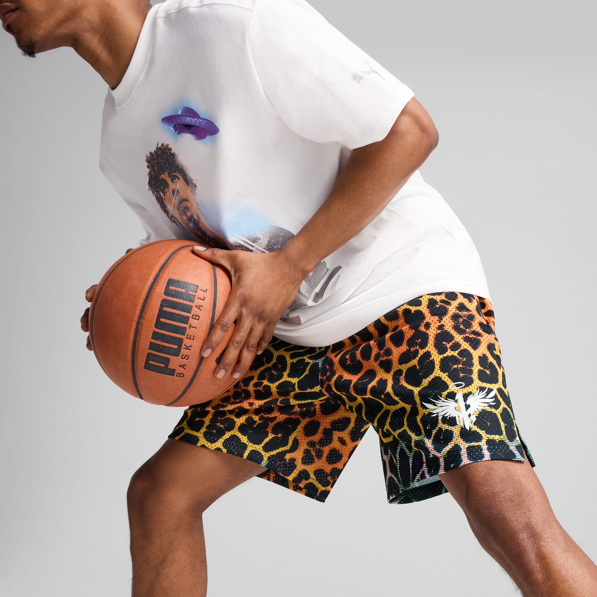 Melo Alien Skins Basketball Shorts Men, PUMA Black-AOP, large