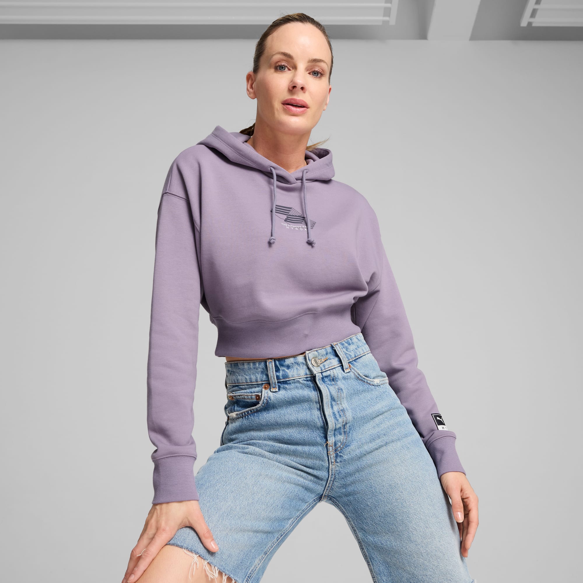 PUMA x HYROX Cropped Hoodie Women, Pale Plum, large