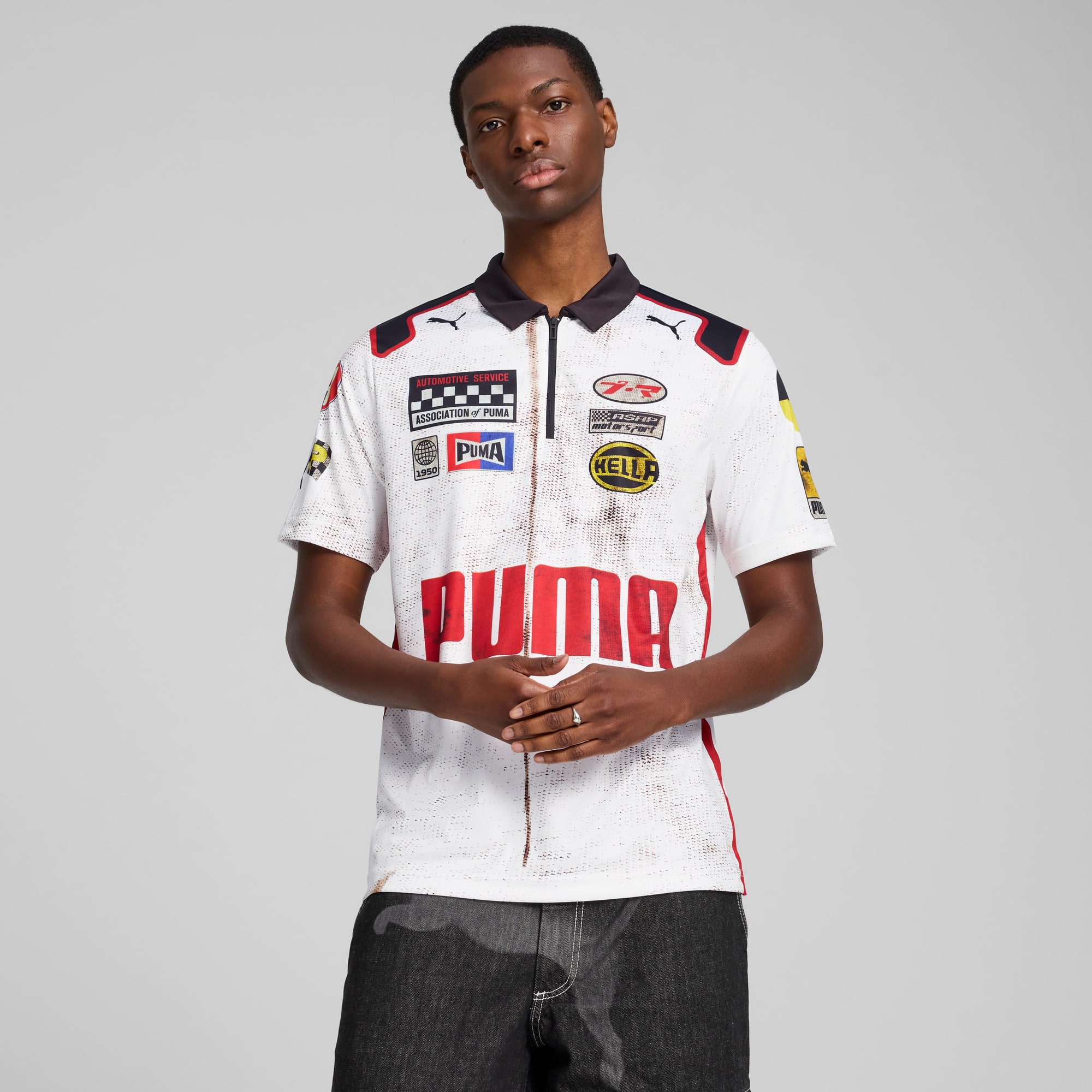 A AP ROCKY x PUMA Team Zip Polo Men PUMA White PUMA Shoes PUMA
