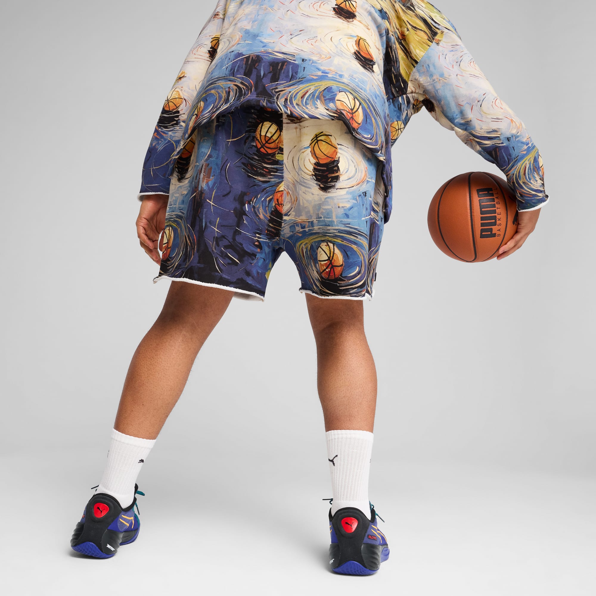 【U LAN】Pie Terry Studded Color Matching Shorts Terry Studded Logo Shorts 