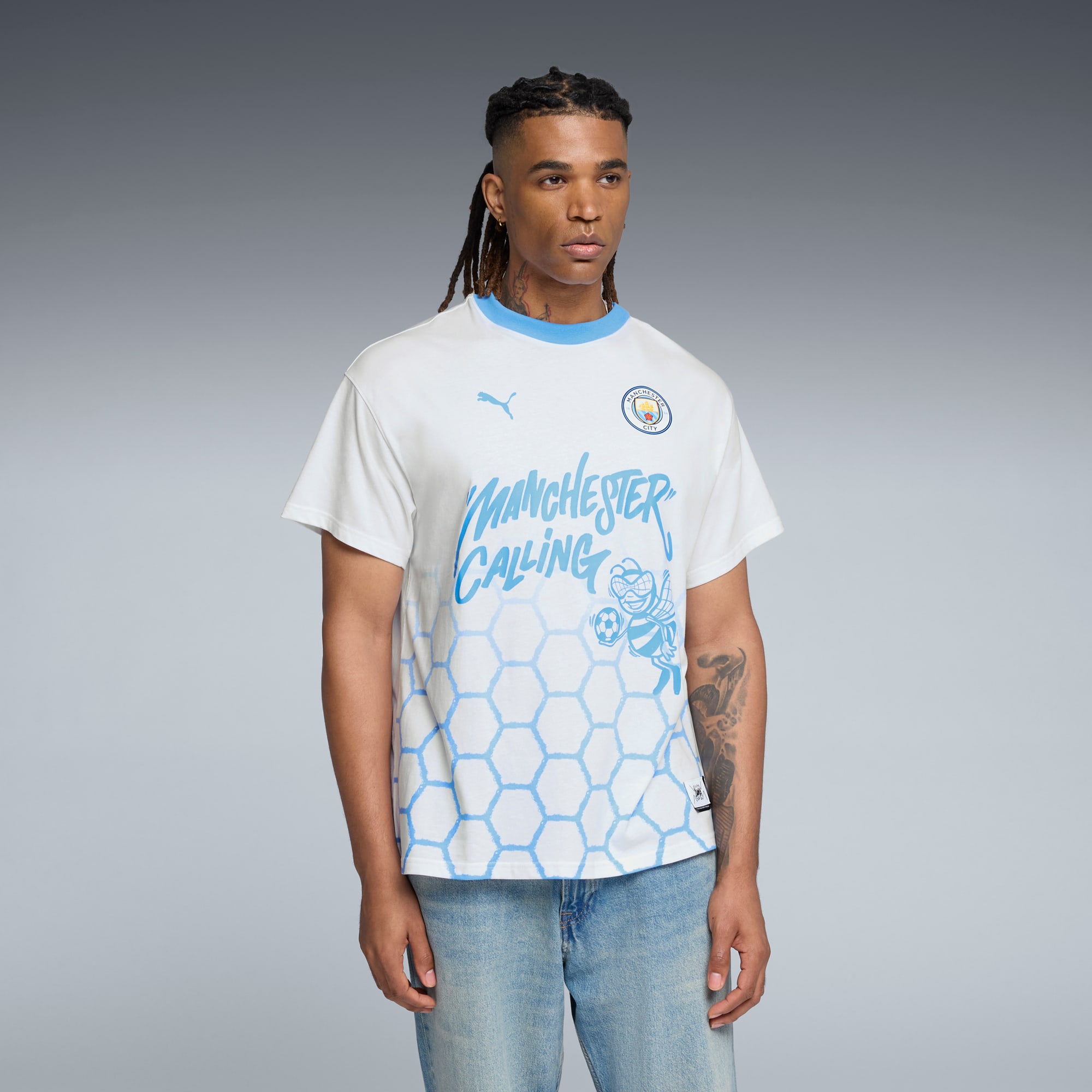 PUMA HOOPS x MANCHESTER CITY Basketbal-T-shirt voor heren, PUMA White, large