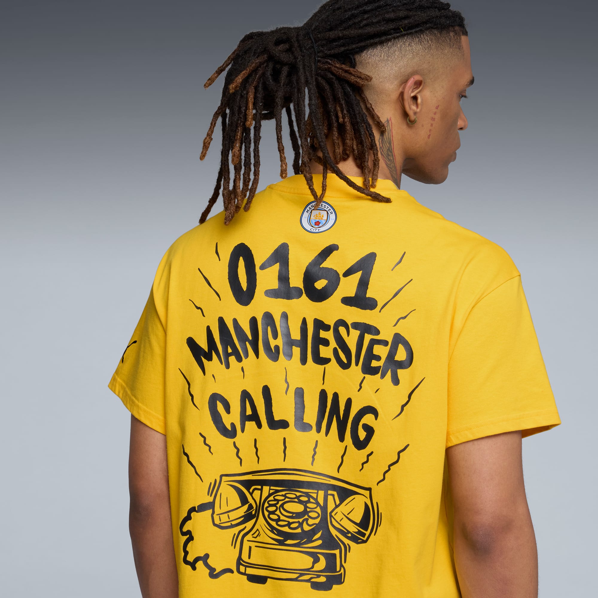 Camiseta de baloncesto PUMA HOOPS x MANCHESTER CITY para hombre, Yellow Sizzle, large