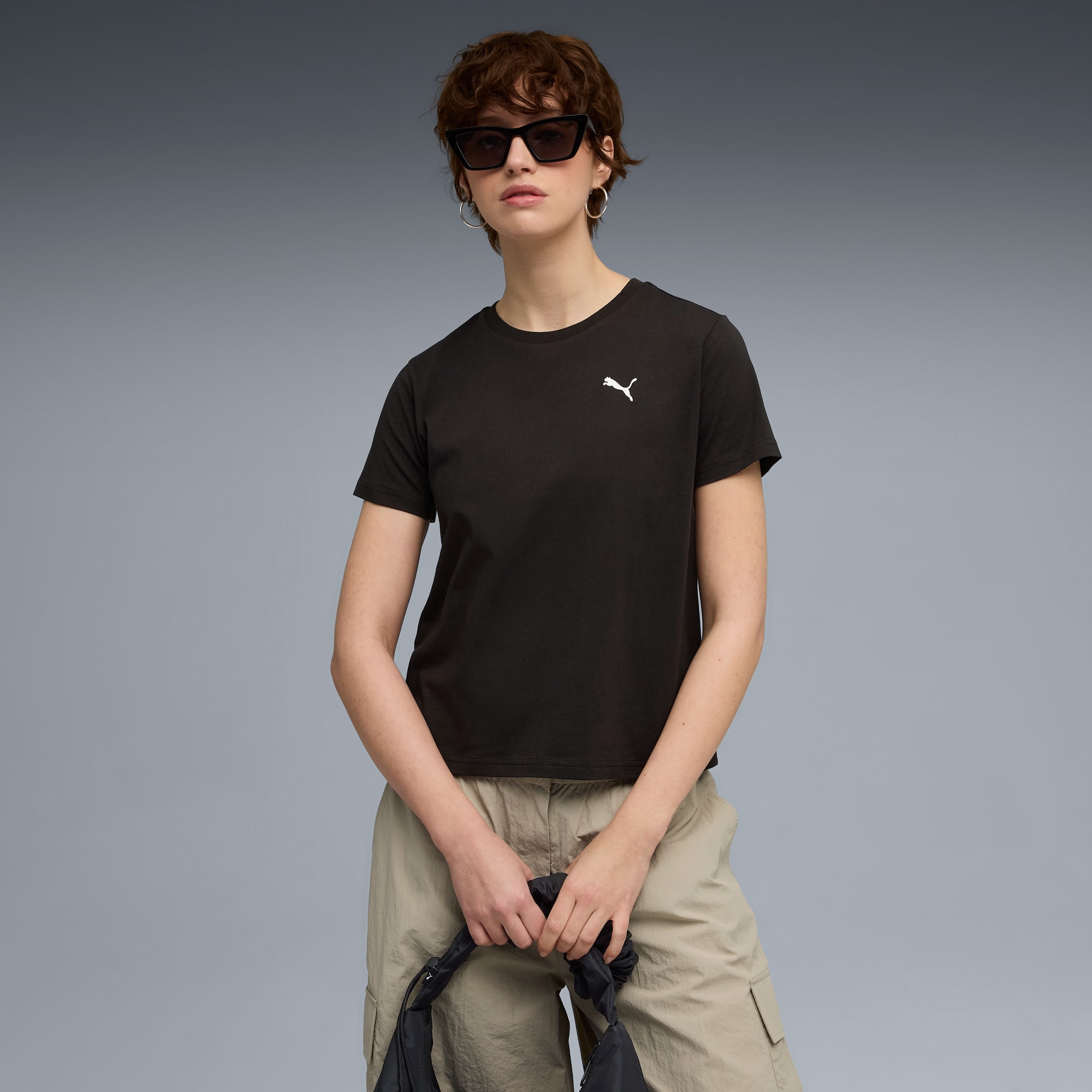 Wardrobe Essentials Comfort T-shirt voor dames, PUMA Black, large