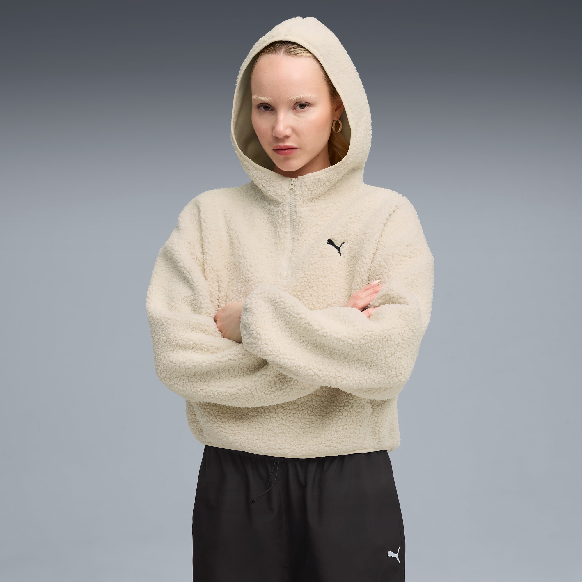 Felpa con cappuccio oversize in pile Wardrobe Essentials da donna, Alpine Snow, large