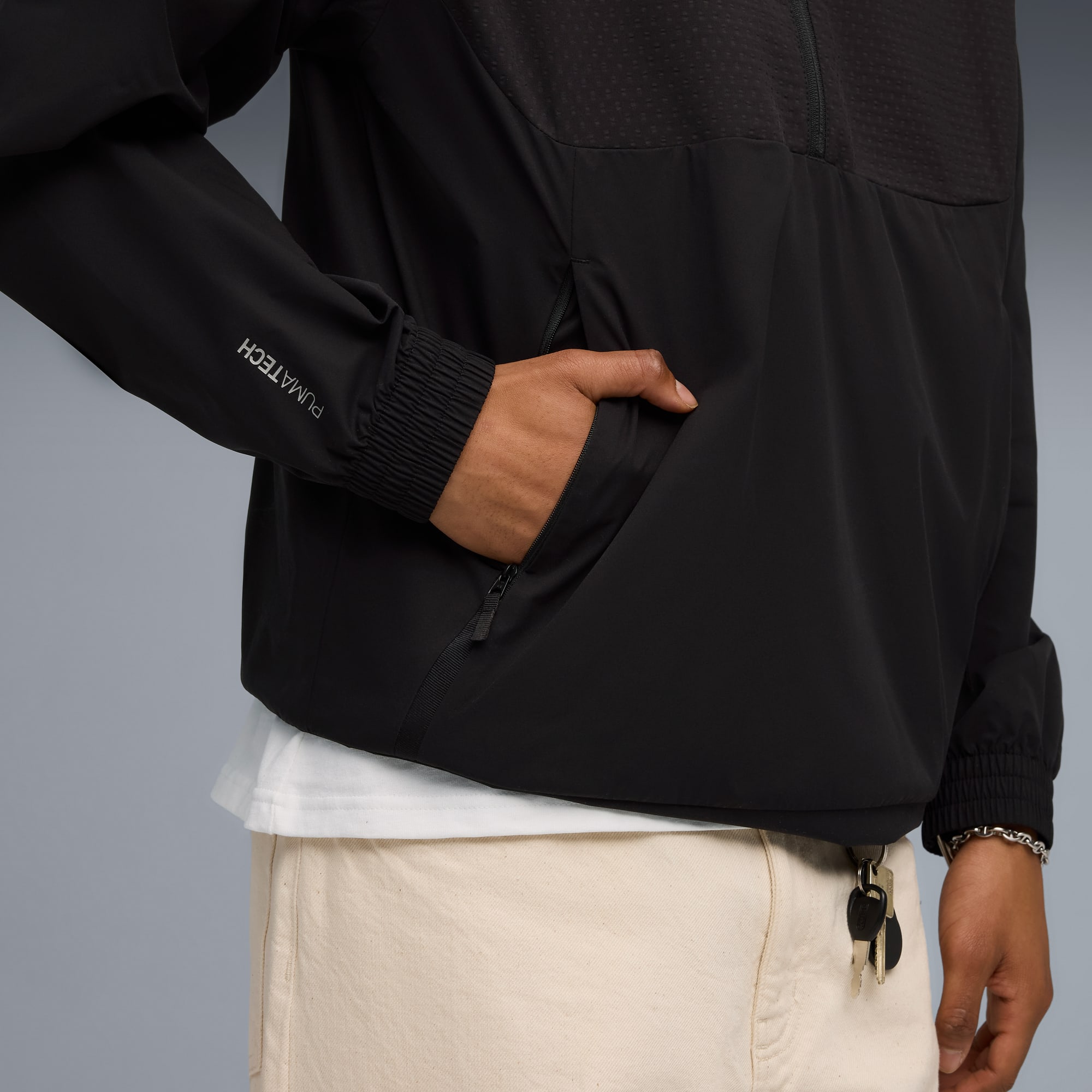 PUMATECH Relaxed sweatshirt met ronde hals en halve rits voor heren, PUMA Black, large
