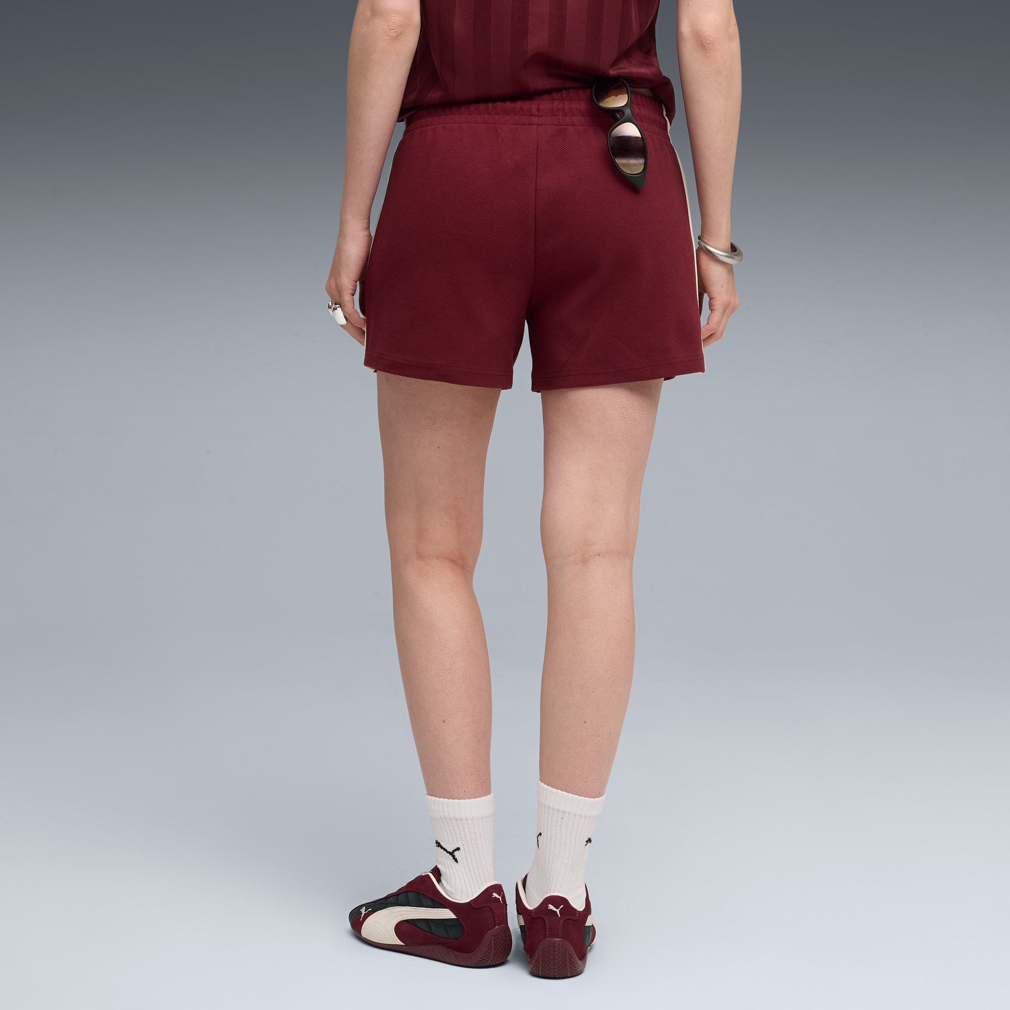 T7 Pintuck Shorts Frauen, Ruby Shimmer, large