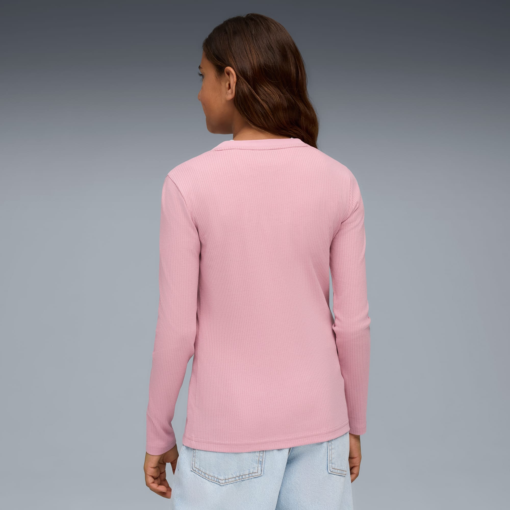 Graphic Bow Long Sleeve Tee Youth, Poised Pink, large
