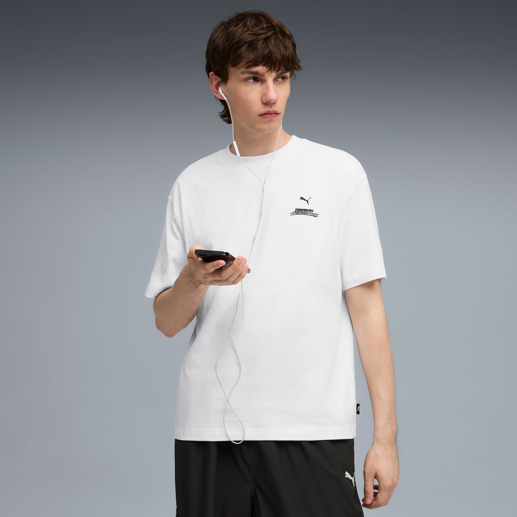 ■PUMA■ Puma Pux and Mini Graphic Short Sleeve T-Shirt Whit GRAPHIC Tee Men | PUMA