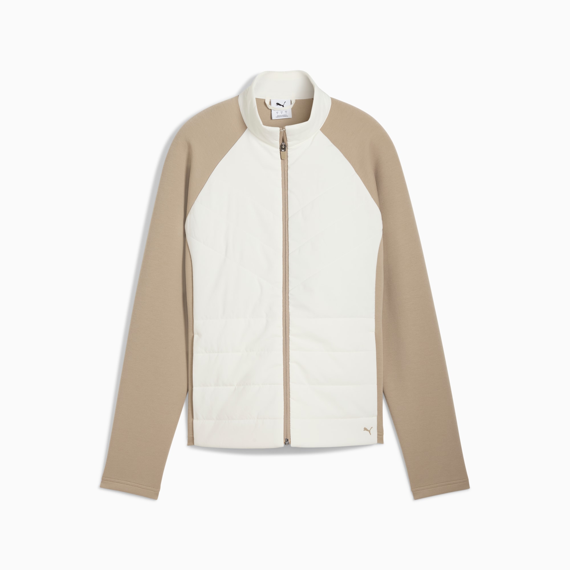 CLOUDSPUN Fleece Hybrid Golfjacke Damen, Warm White-Ice Coffee, large
