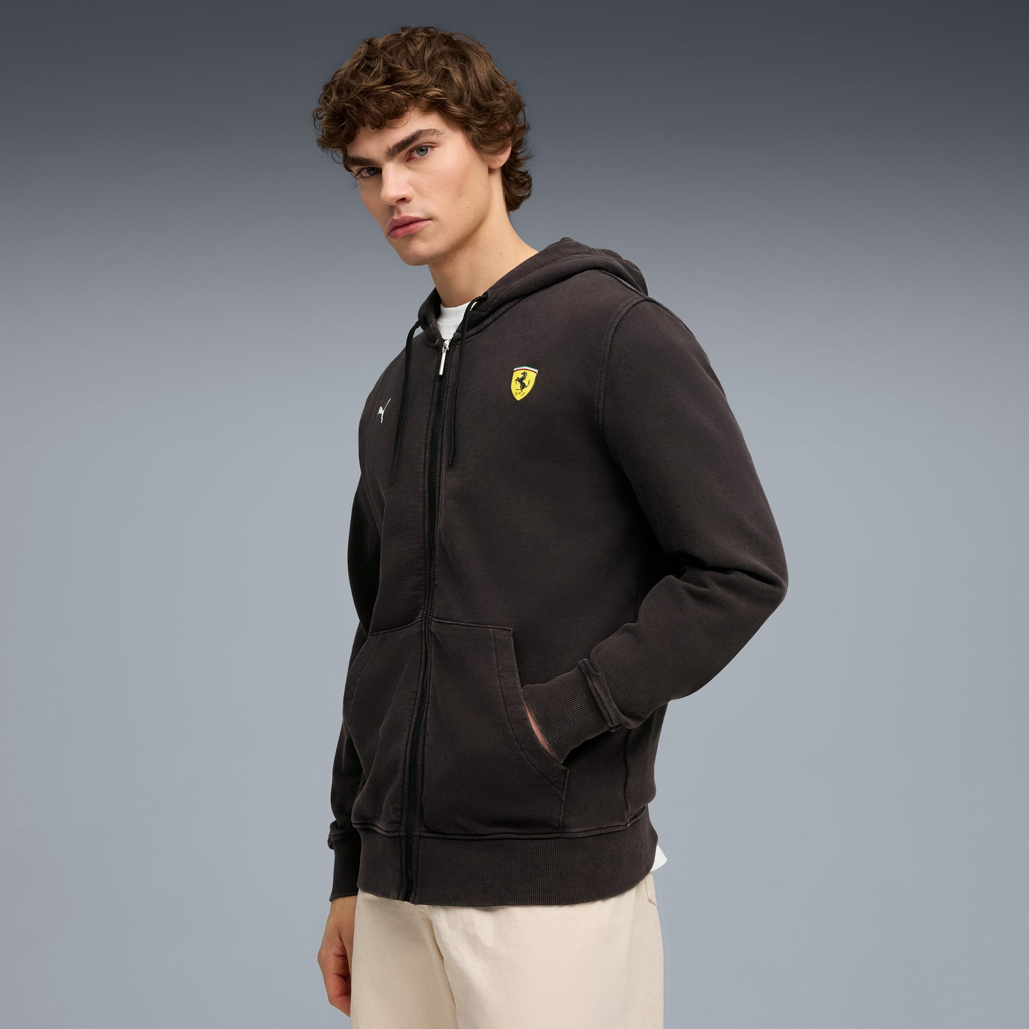 Scuderia Ferrari Sportswear Hooded Sweat Jacket Men, PUMA Black, large