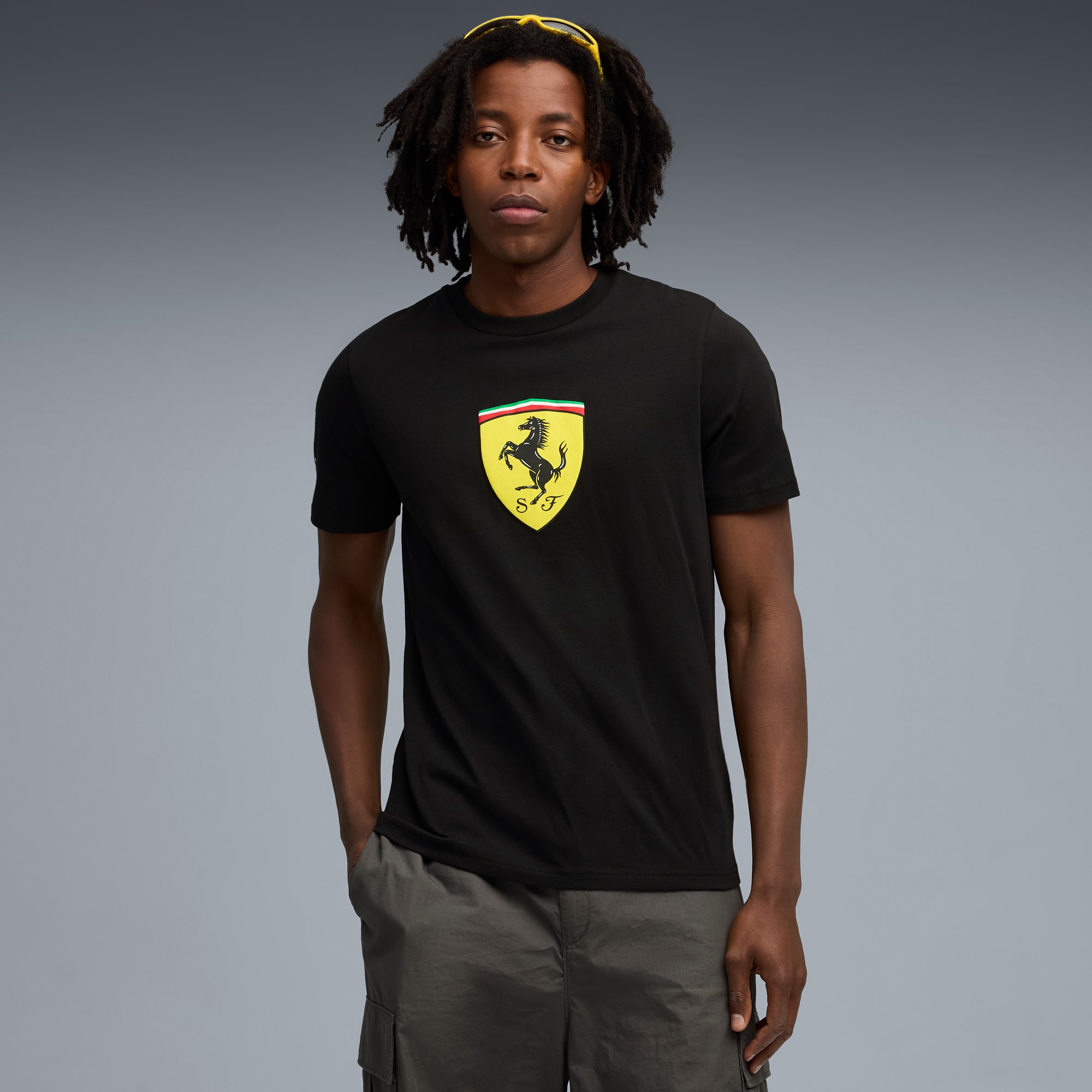 Scuderia Ferrari Sportswear Coloured Shield Tee Men, PUMA Black, large