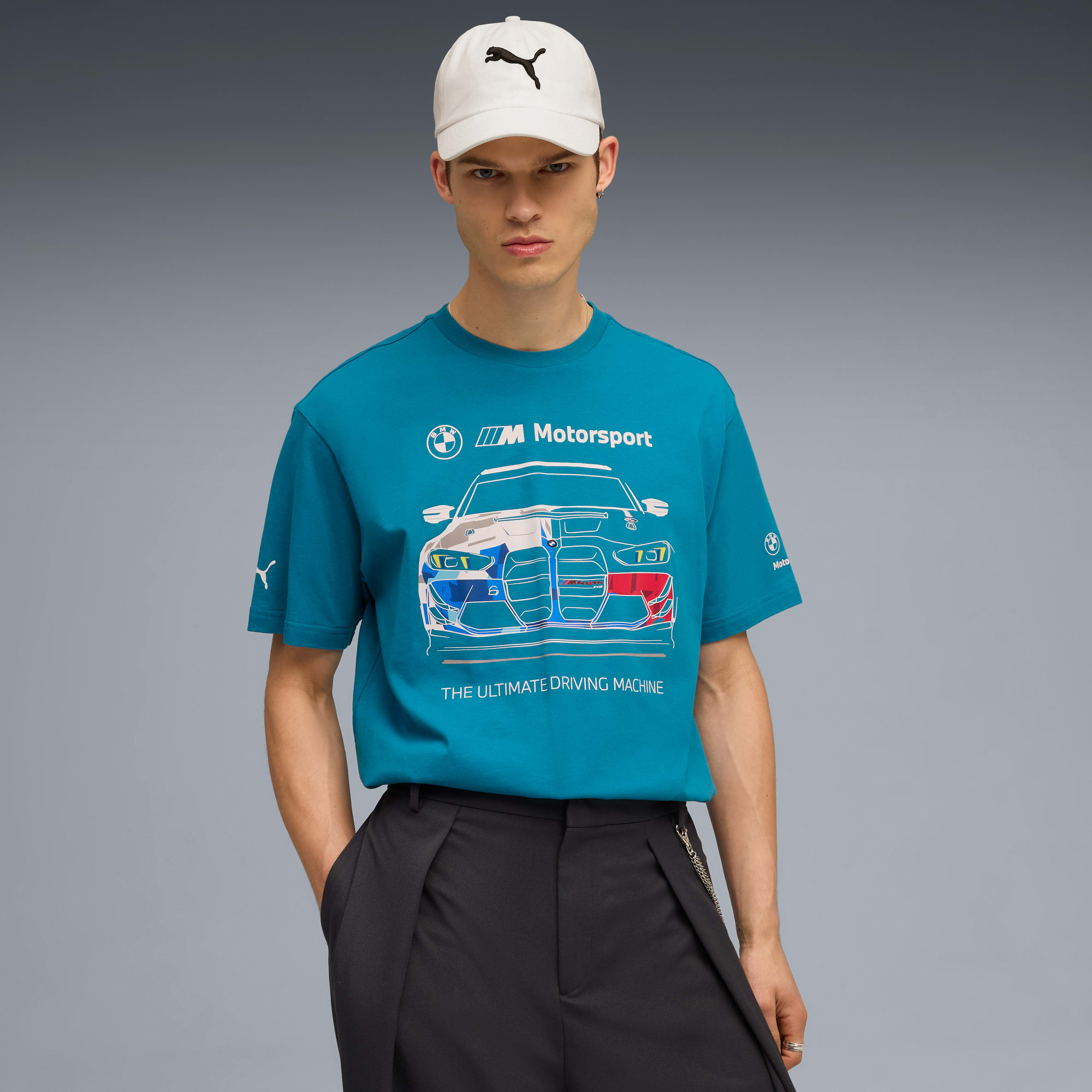 Męska koszulka BMW M Motorsport z wyrazistą grafiką, Tropical Blue, large