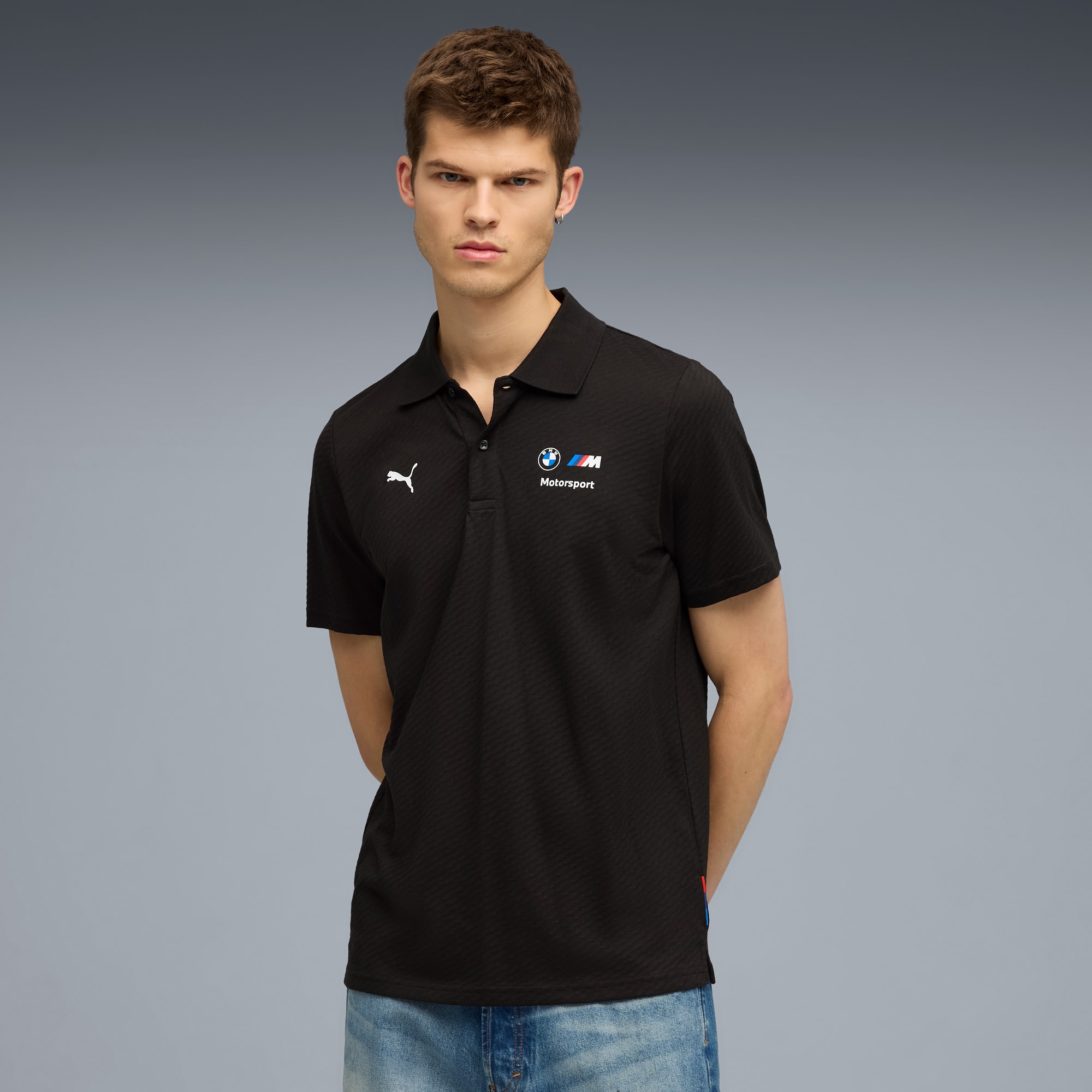 BMW M Motorsport Jacquard Polo Men, PUMA Black, large