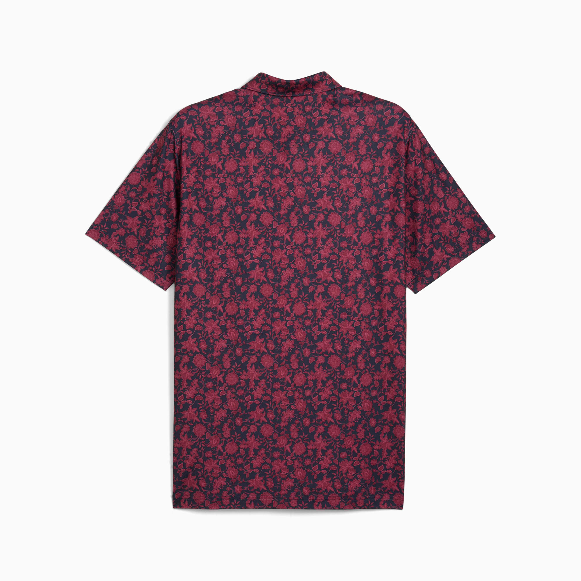CLOUDSPUN Carmela Floral Golf Polo Men, Deep Navy-Ruby Shimmer, large