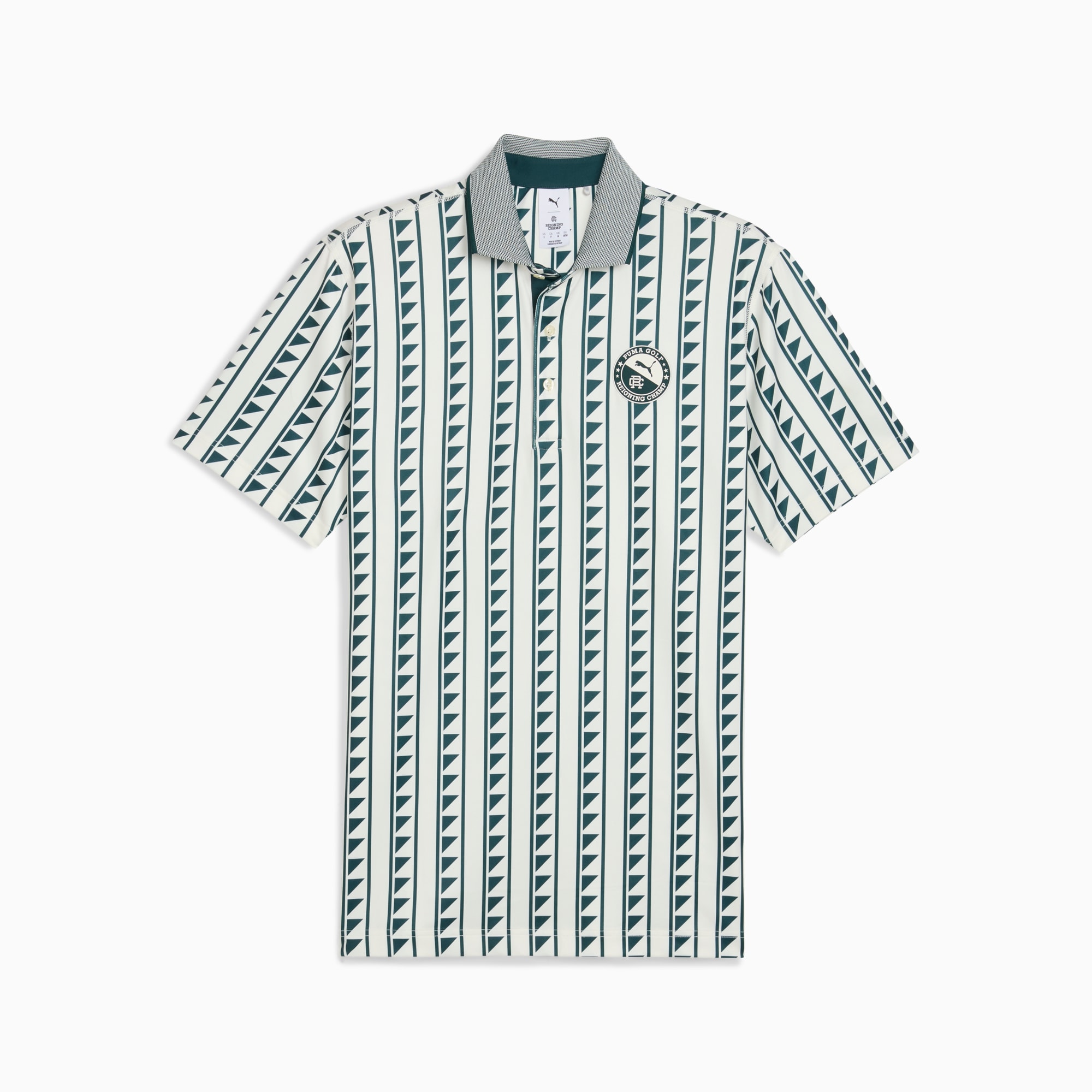 PUMA x REIGNING CHAMP MATTR Golf Polo Men, Warm White-Green Terrain, large