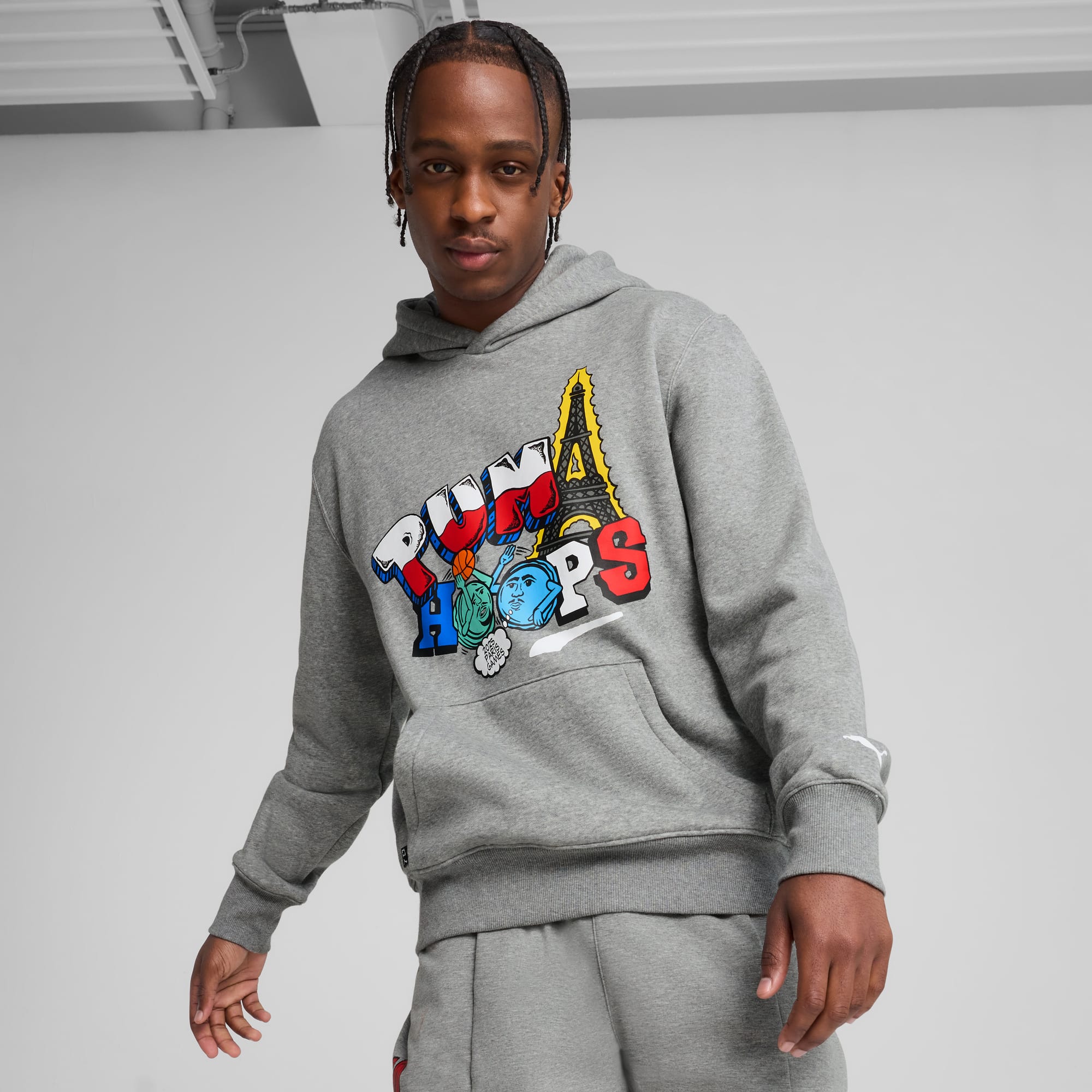Paris Graphic hoodie voor heren, Medium Gray Heather, large