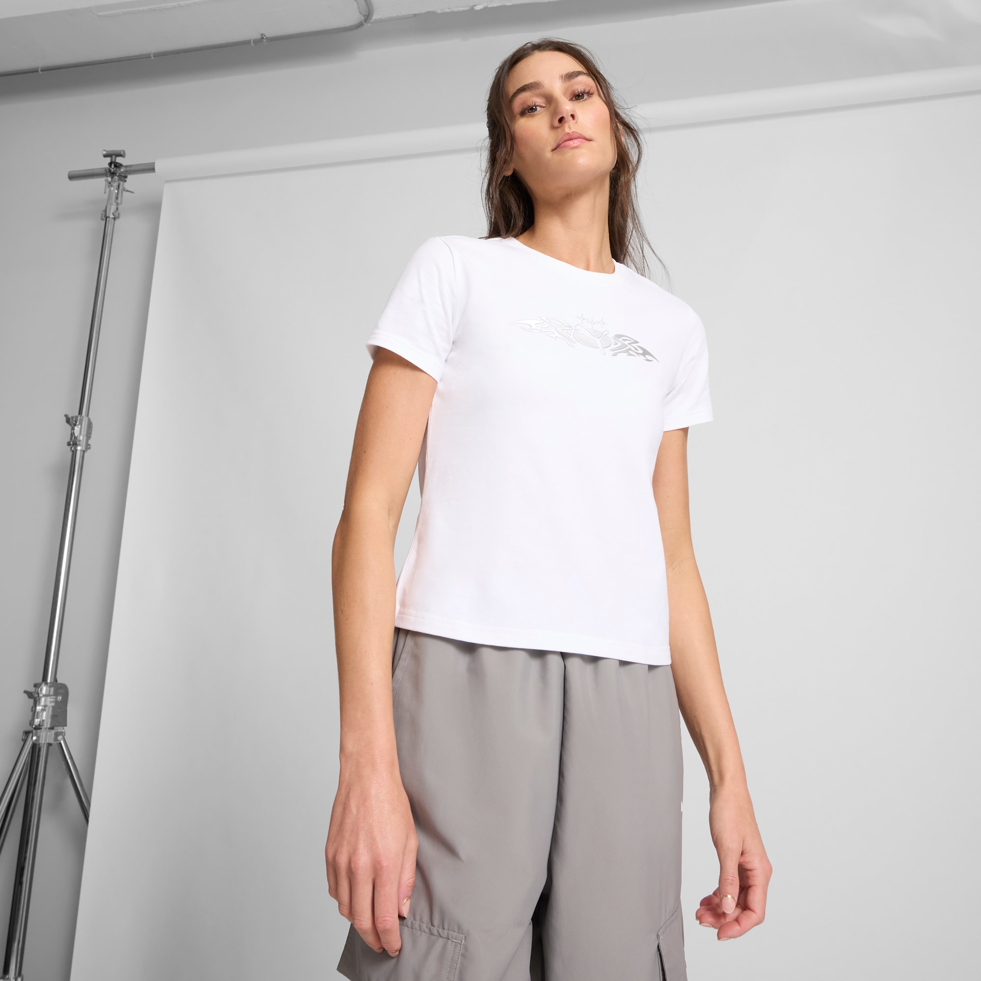 ★★ ★★ Women's Slim Fit Institutional Logo Sho PUMATECH-X Slim Short Tee Women | PUMA