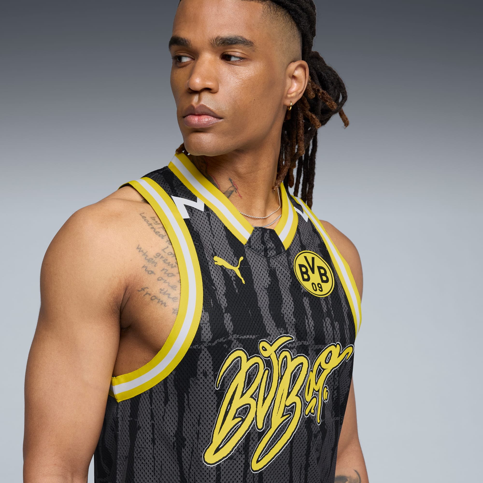 PUMA HOOPS x Borussia Dortmund Trikot Herren, PUMA Black-AOP, large