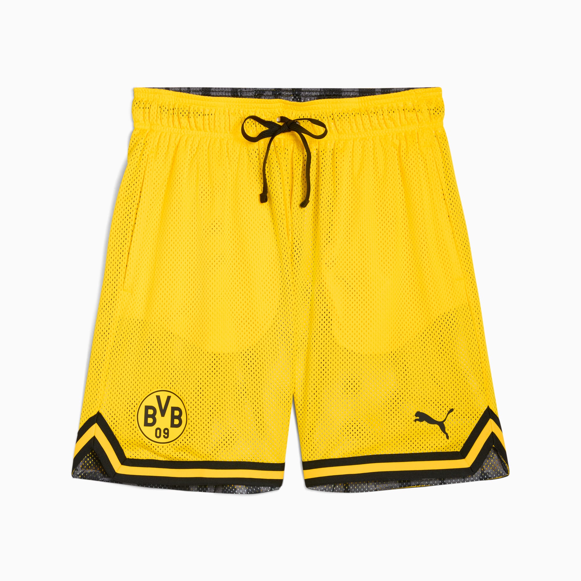 PUMA HOOPS x Borussia Dortmund short voor heren, Faster Yellow-PUMA Black-AOP, large