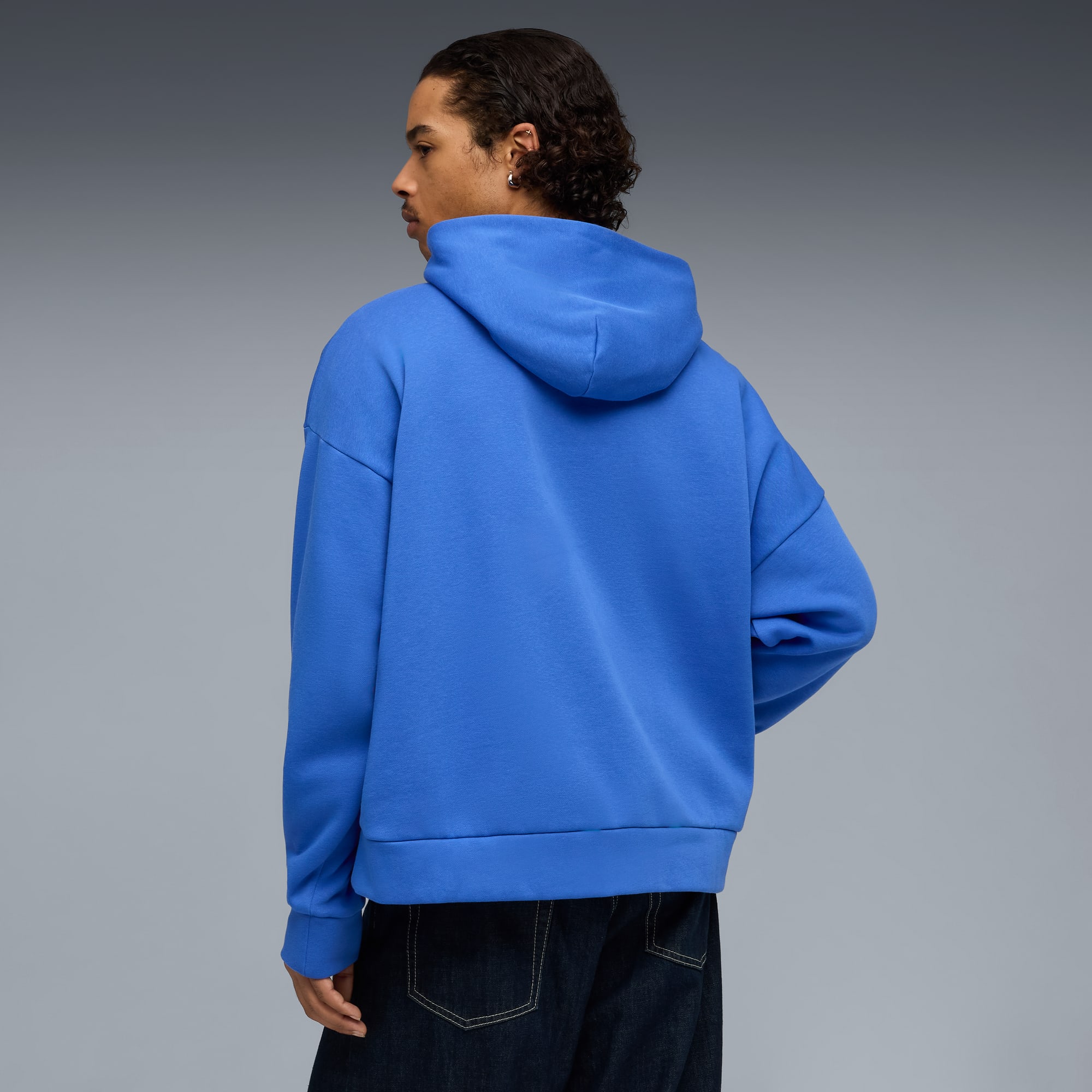 Felpa con cappuccio in pile Wardrobe Essentials da uomo, Mountain Blue, large