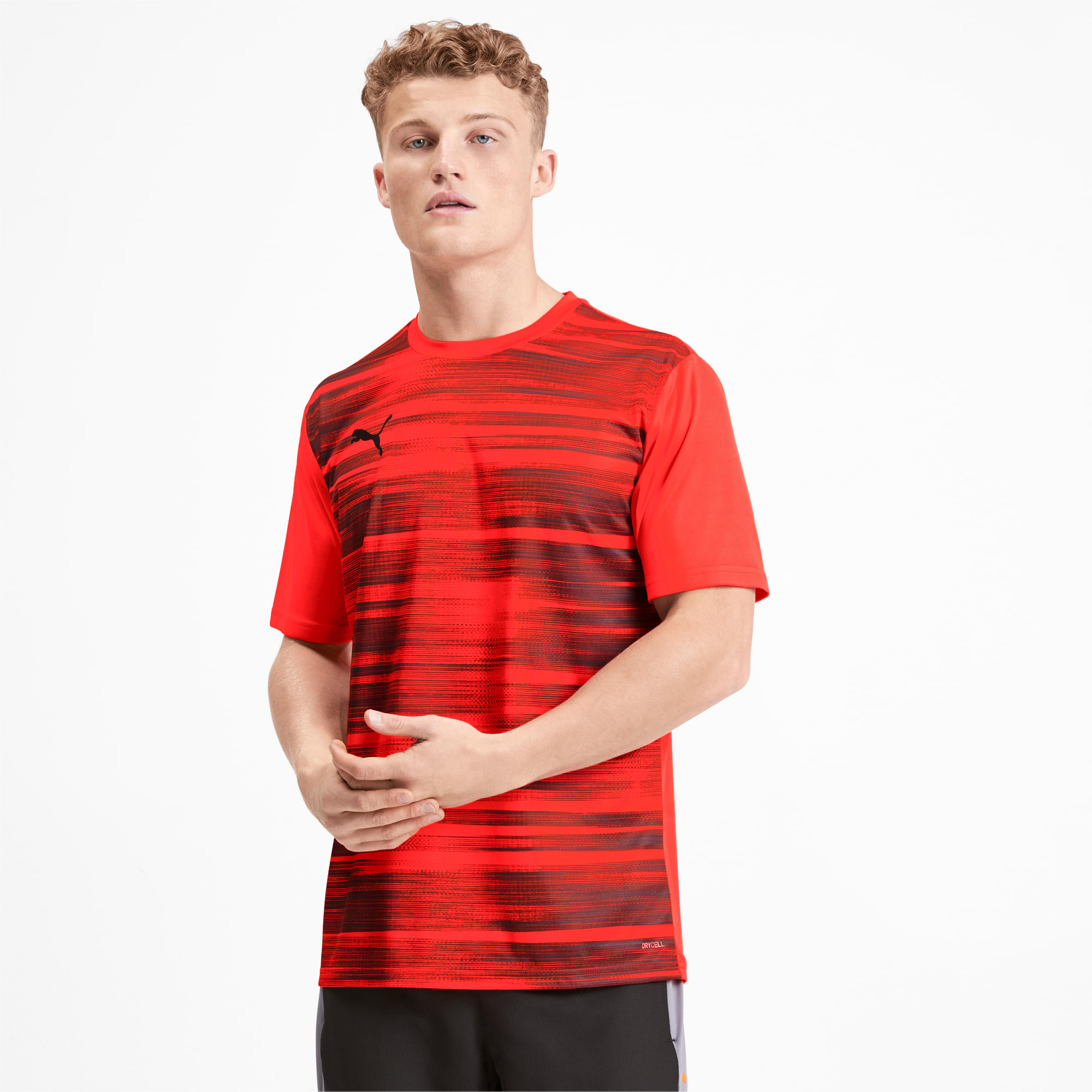 red and black puma shirt