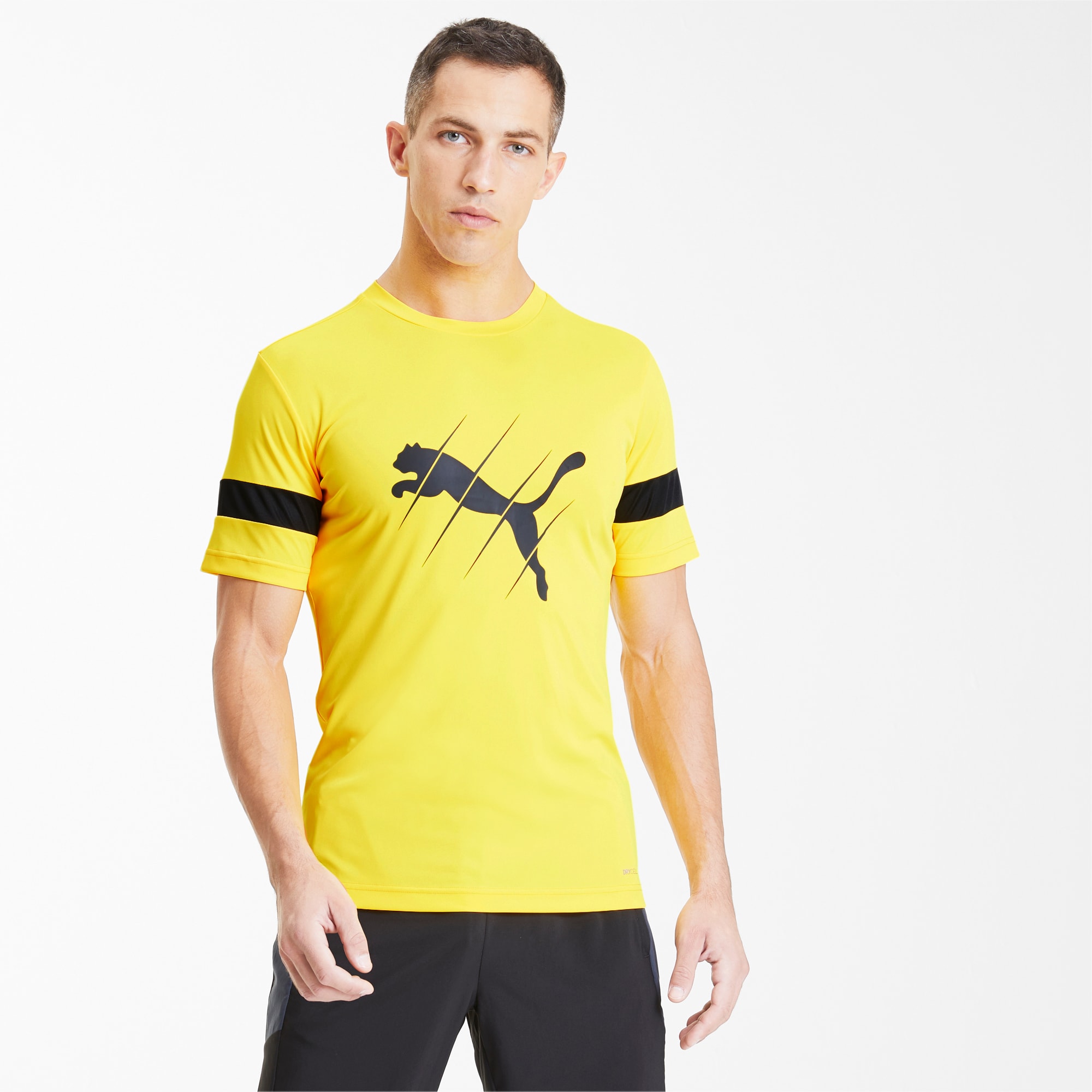 black and yellow puma shirt