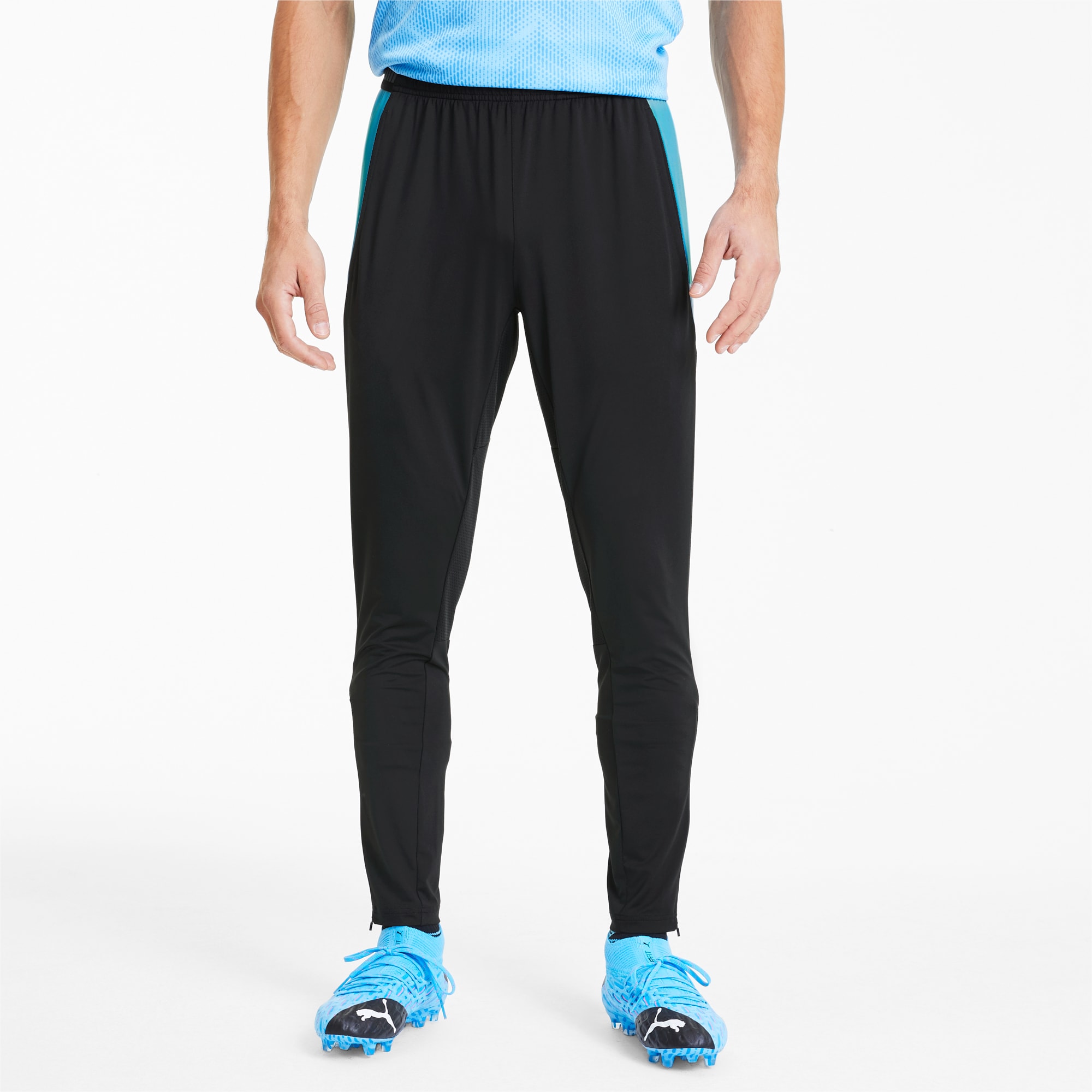 ftblNXT Knitted Men's Football Sweatpants, Puma Black-Luminous Blue, large-SEA