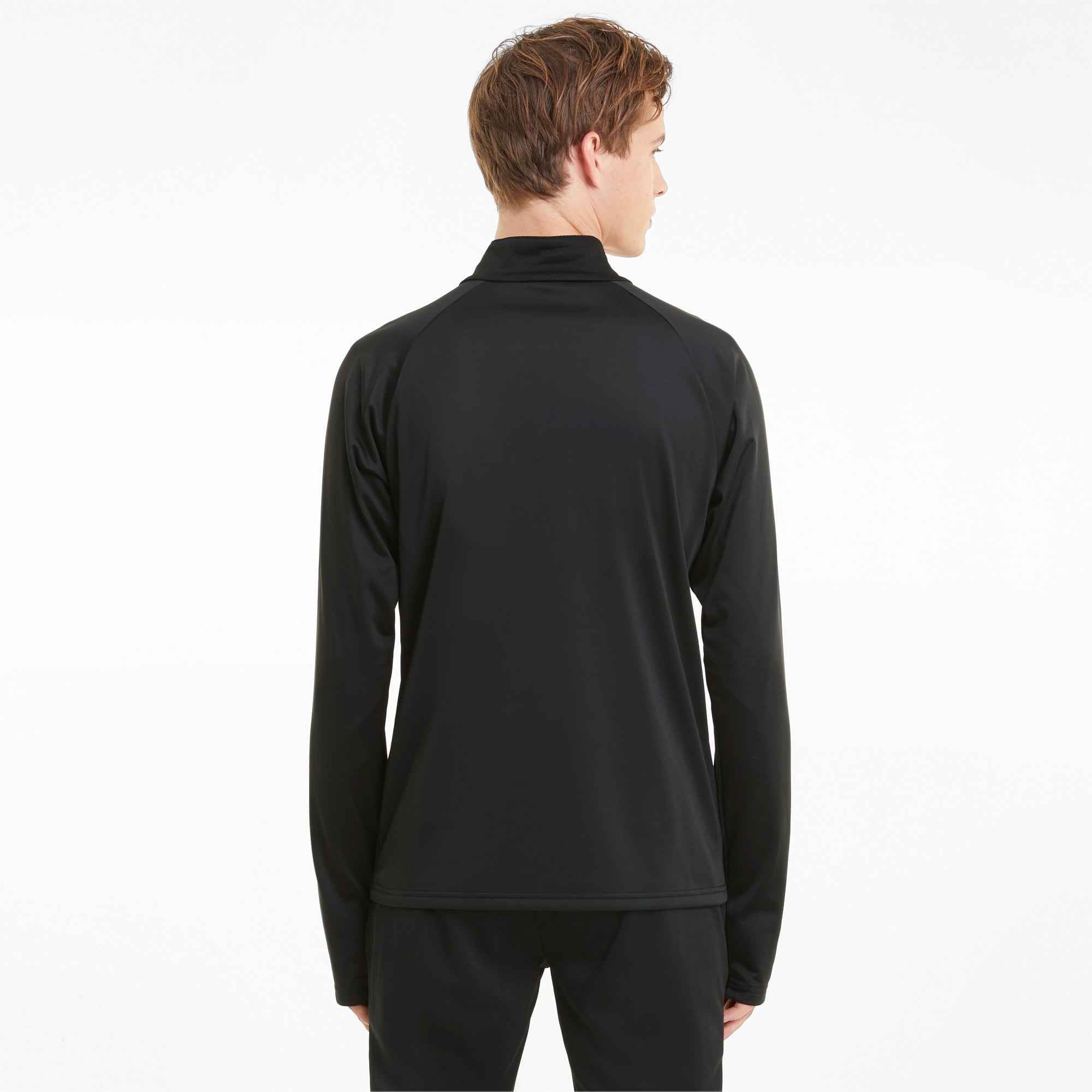 Męska koszulka piłkarska z zamkiem 1/4 teamLIGA, Puma Black-Puma White, large