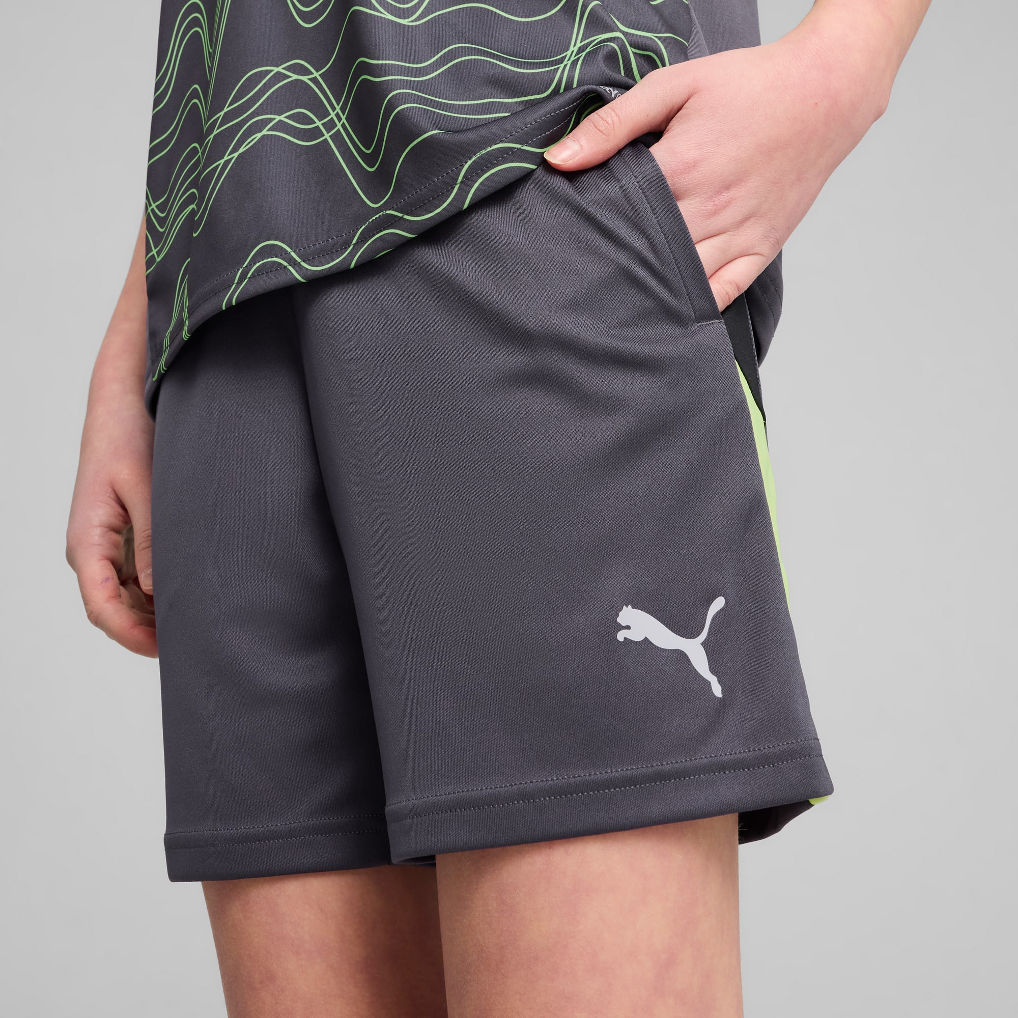 individualFINAL Training Shorts Youth, Galactic Gray-Yellow Alert, large