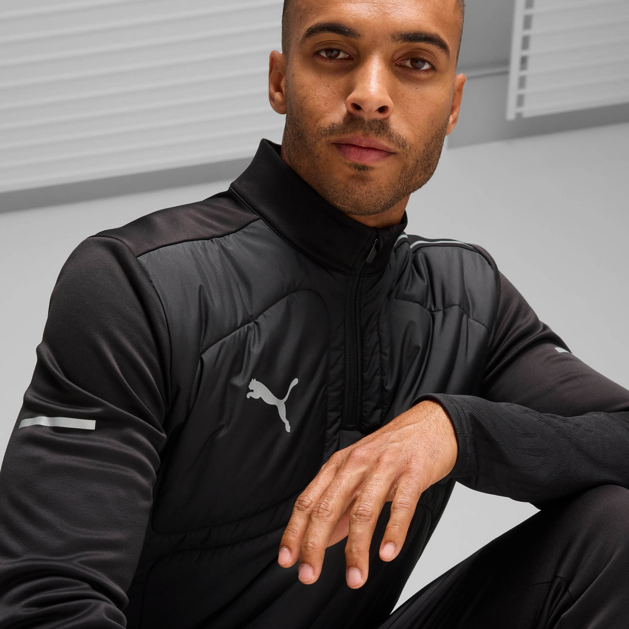 Haut à 1/4 zip individualWinterised Homme, PUMA Black, large