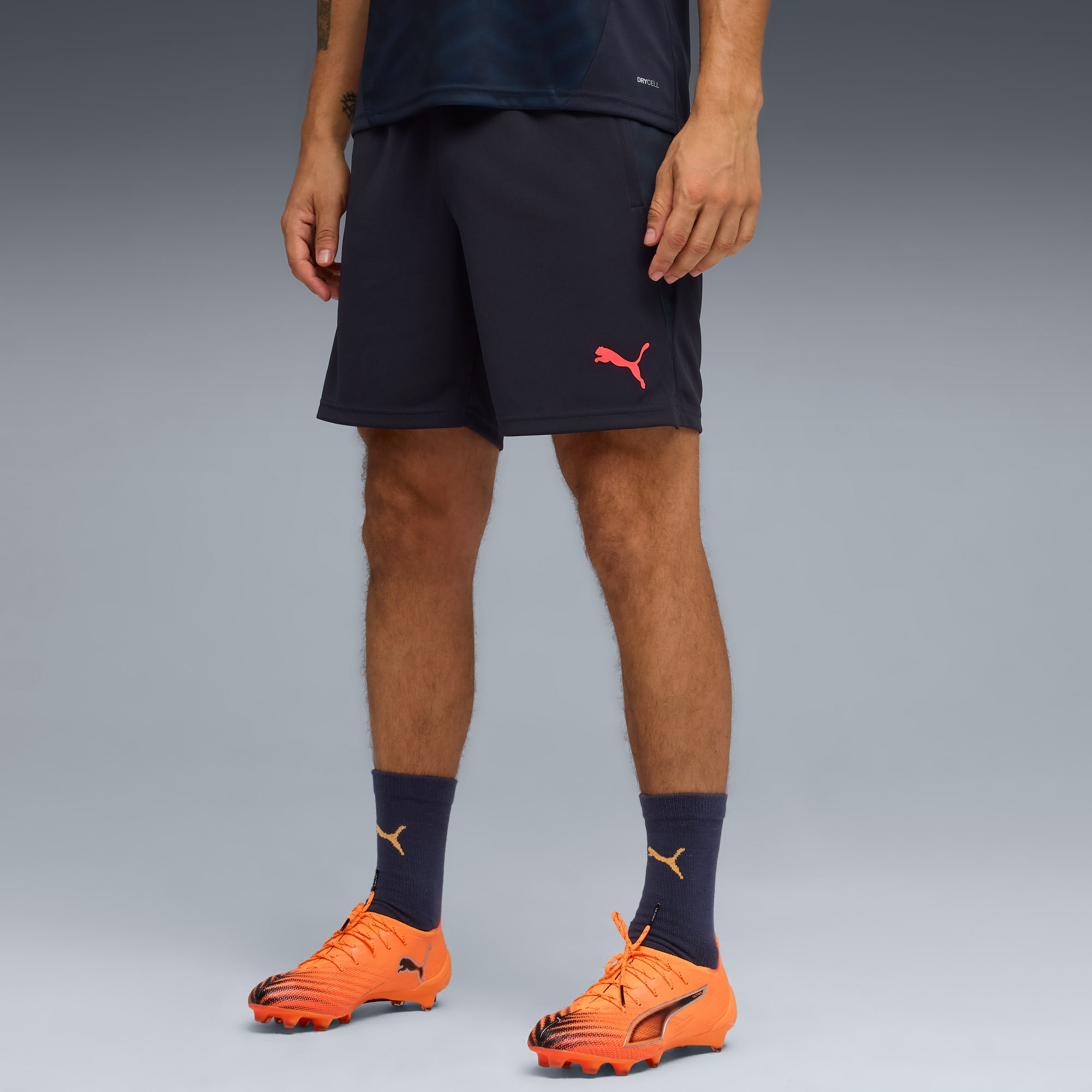 Short d’entraînement de football individualCUP Homme, New Navy-Glowing Red-Heat Fire, large