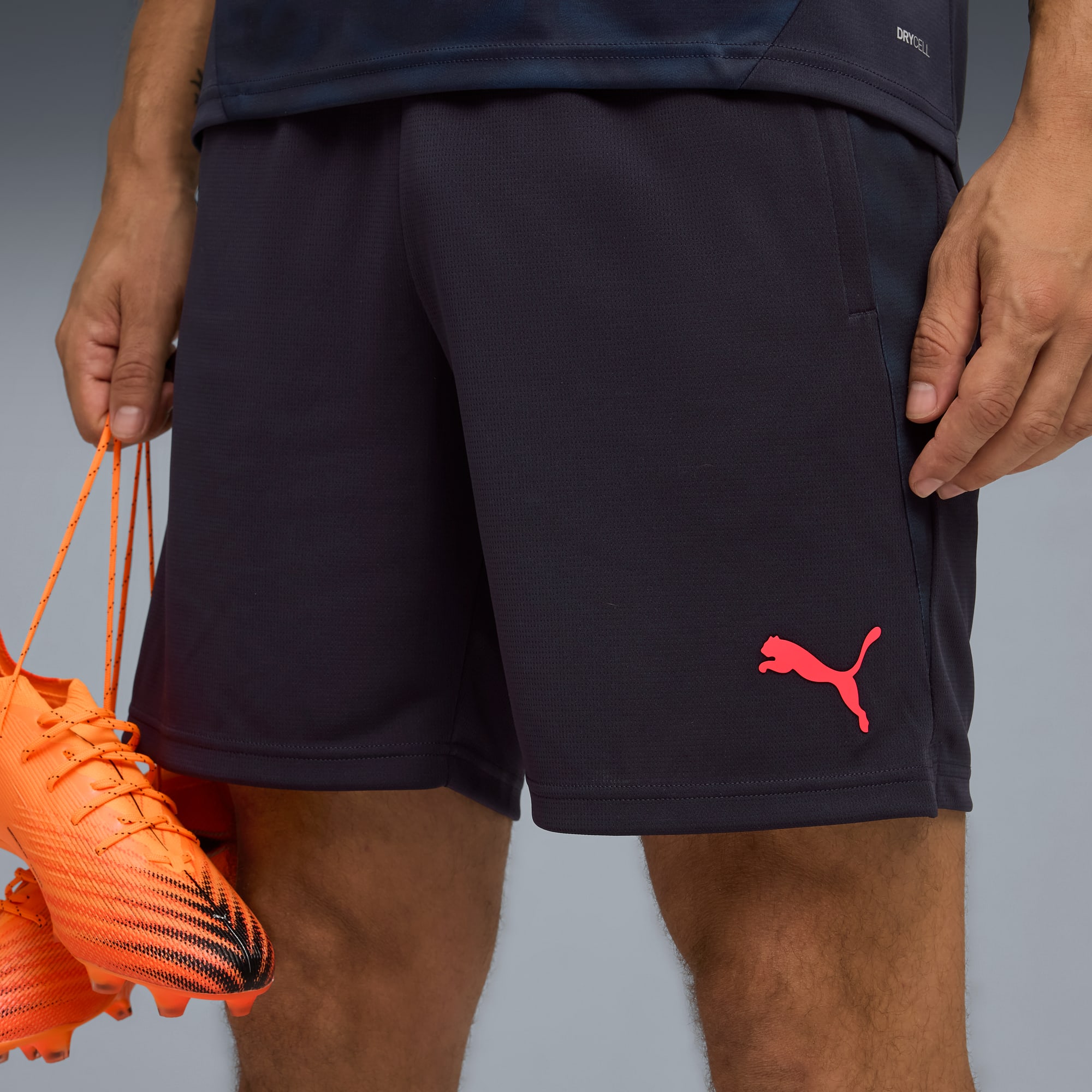 Short d’entraînement de football individualCUP Homme, New Navy-Glowing Red-Heat Fire, large