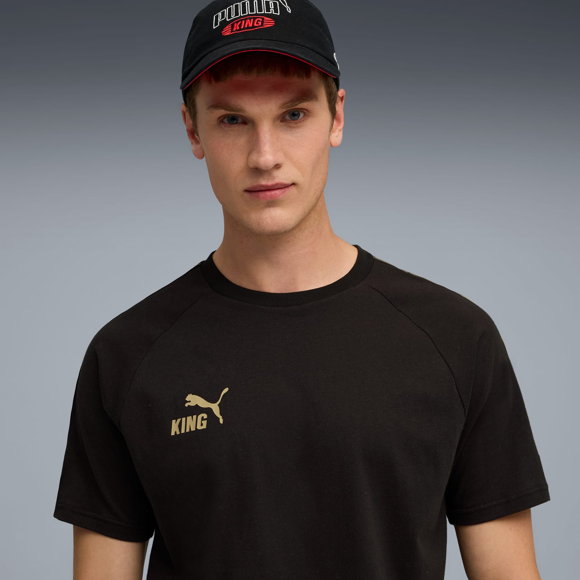 KING T-Shirt Herren, PUMA Black-PUMA Gold, large
