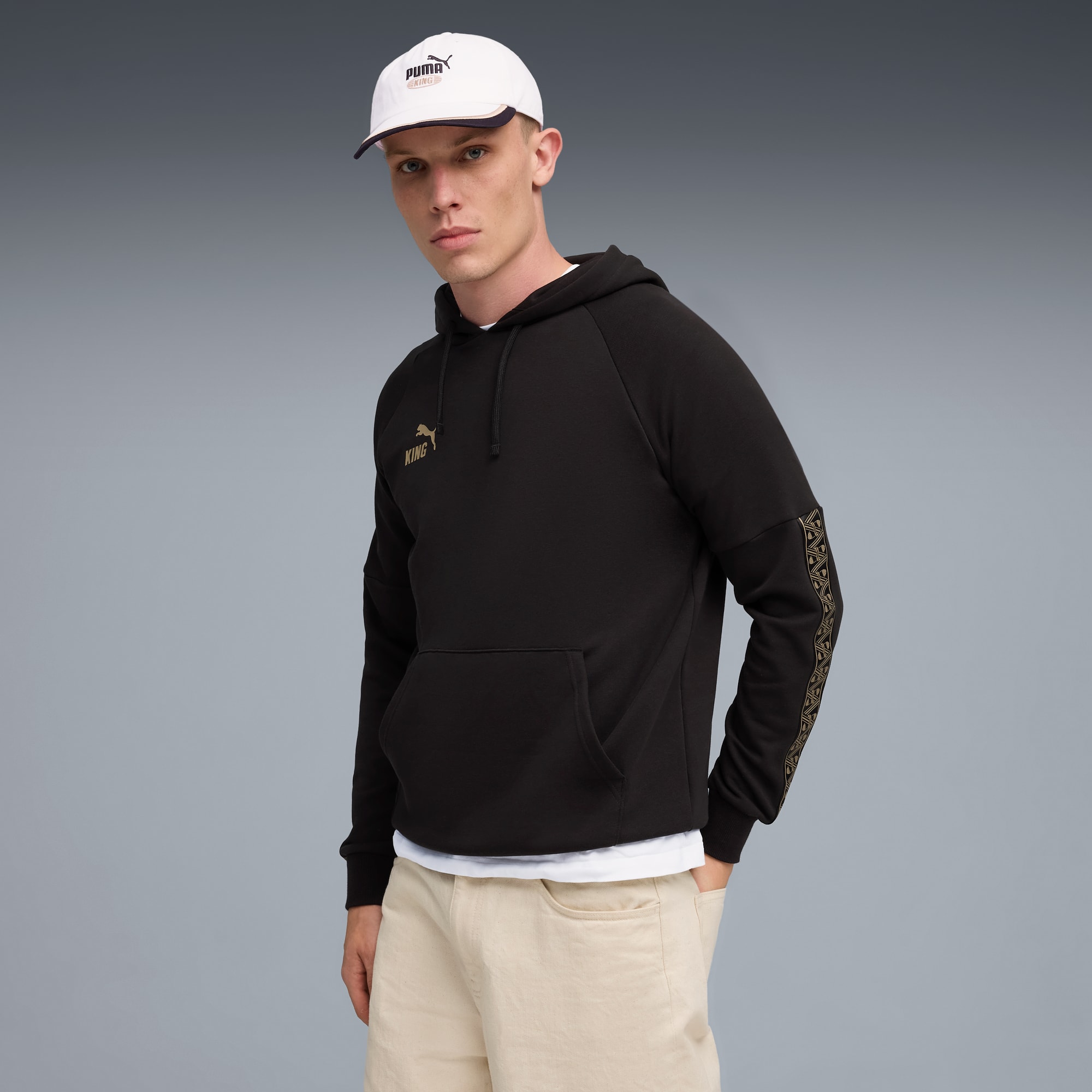 KING Football hoodie voor heren, PUMA Black-PUMA Gold, large