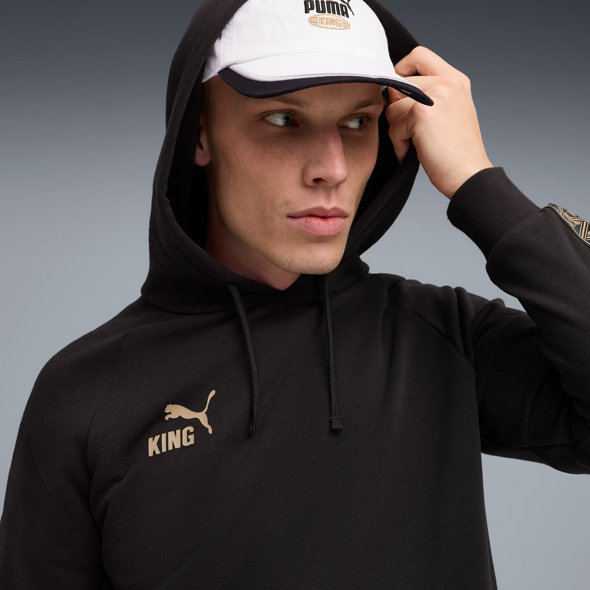 KING Football hoodie voor heren, PUMA Black-PUMA Gold, large