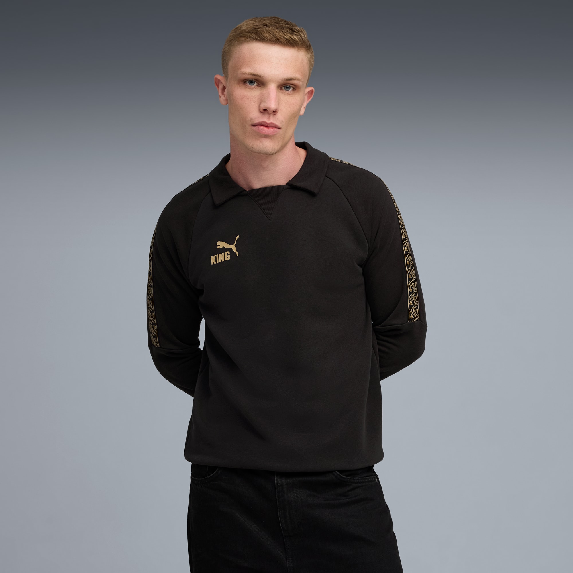 KING Drill Football Top Men, PUMA Black-PUMA Gold, large