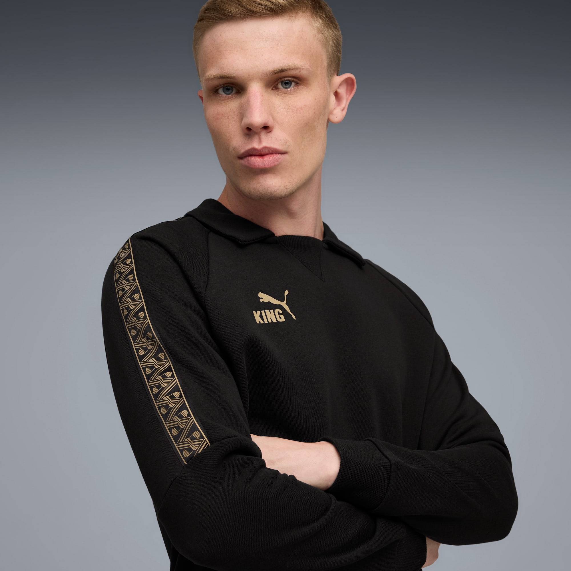 KING Drill voetbaltop voor heren, PUMA Black-PUMA Gold, large