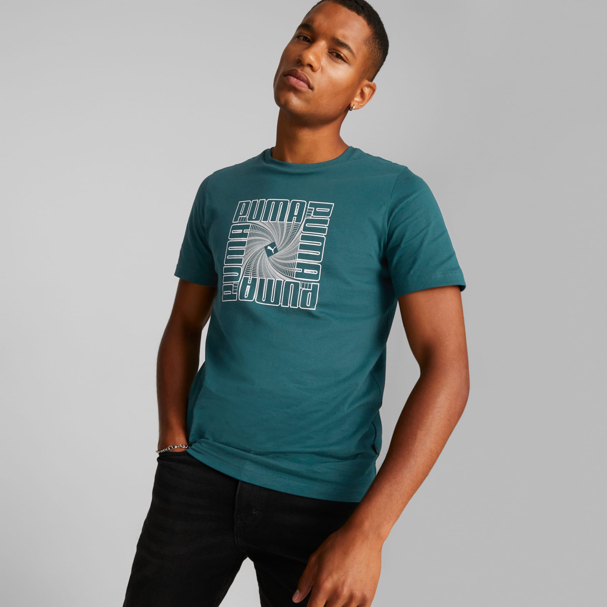Reflective Graphic Tee Men, Varsity Green, large-SEA