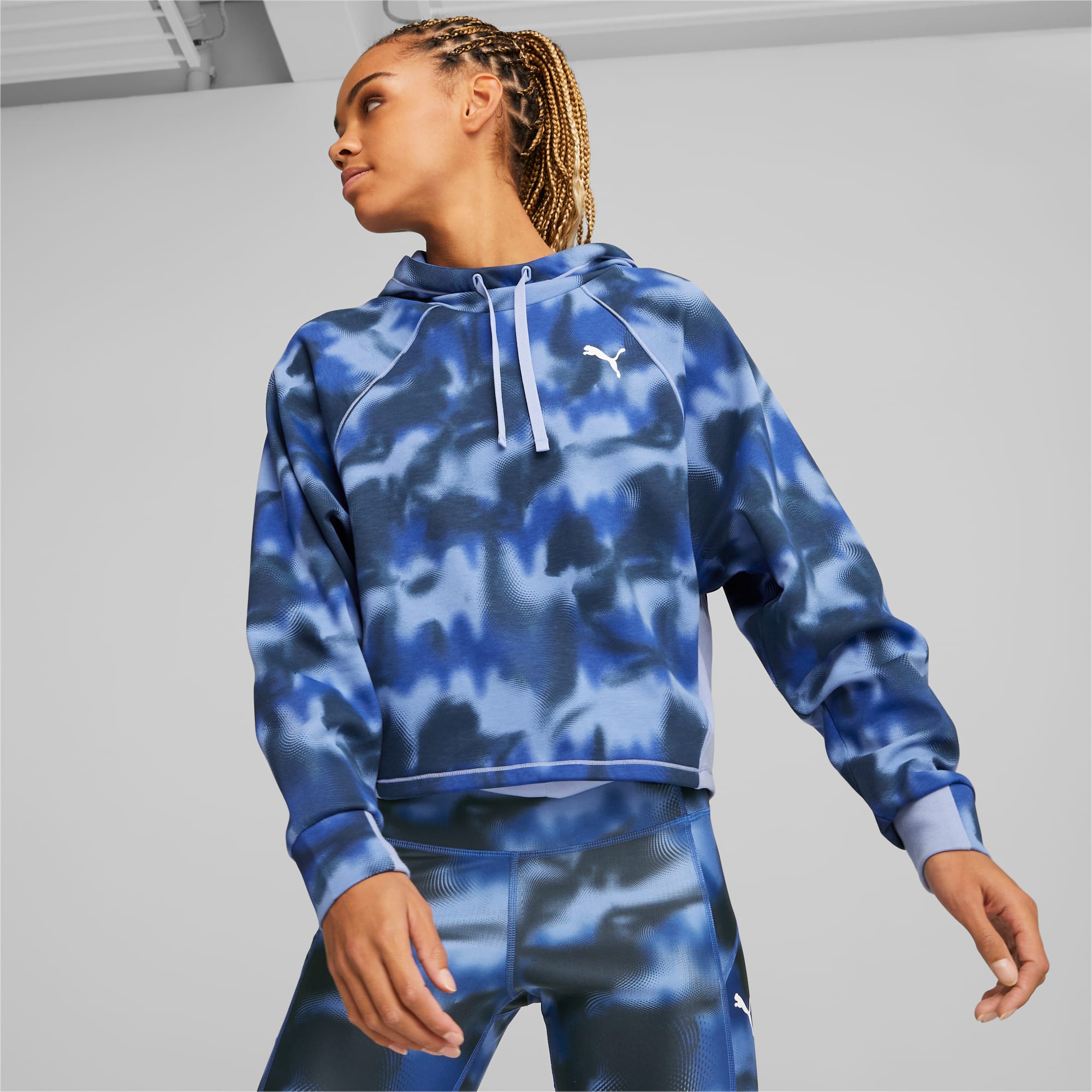 Puma all over print camo insert overhead hoodie top