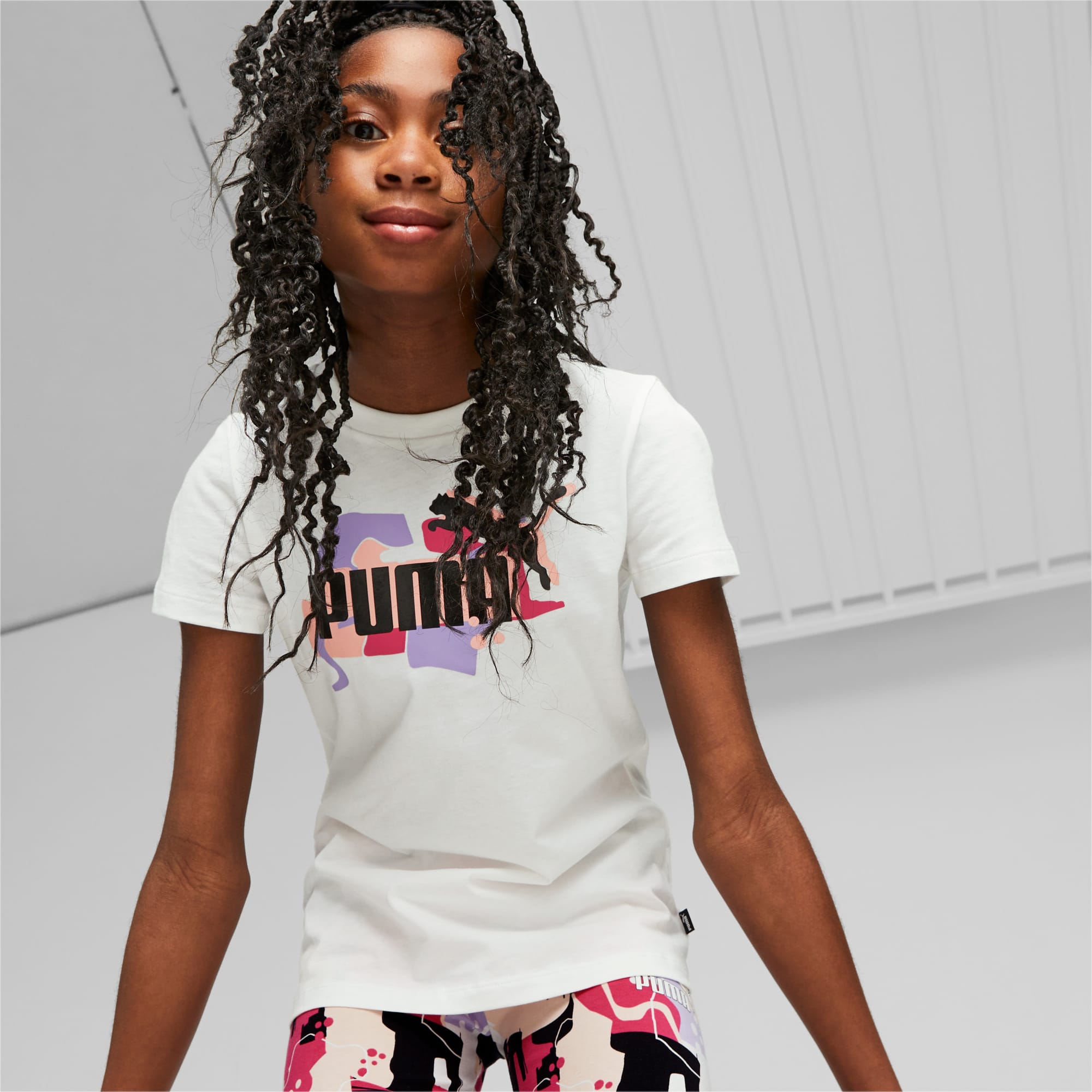 Essentials+ STREET ART Logo Tee Youth, PUMA White, large-SEA