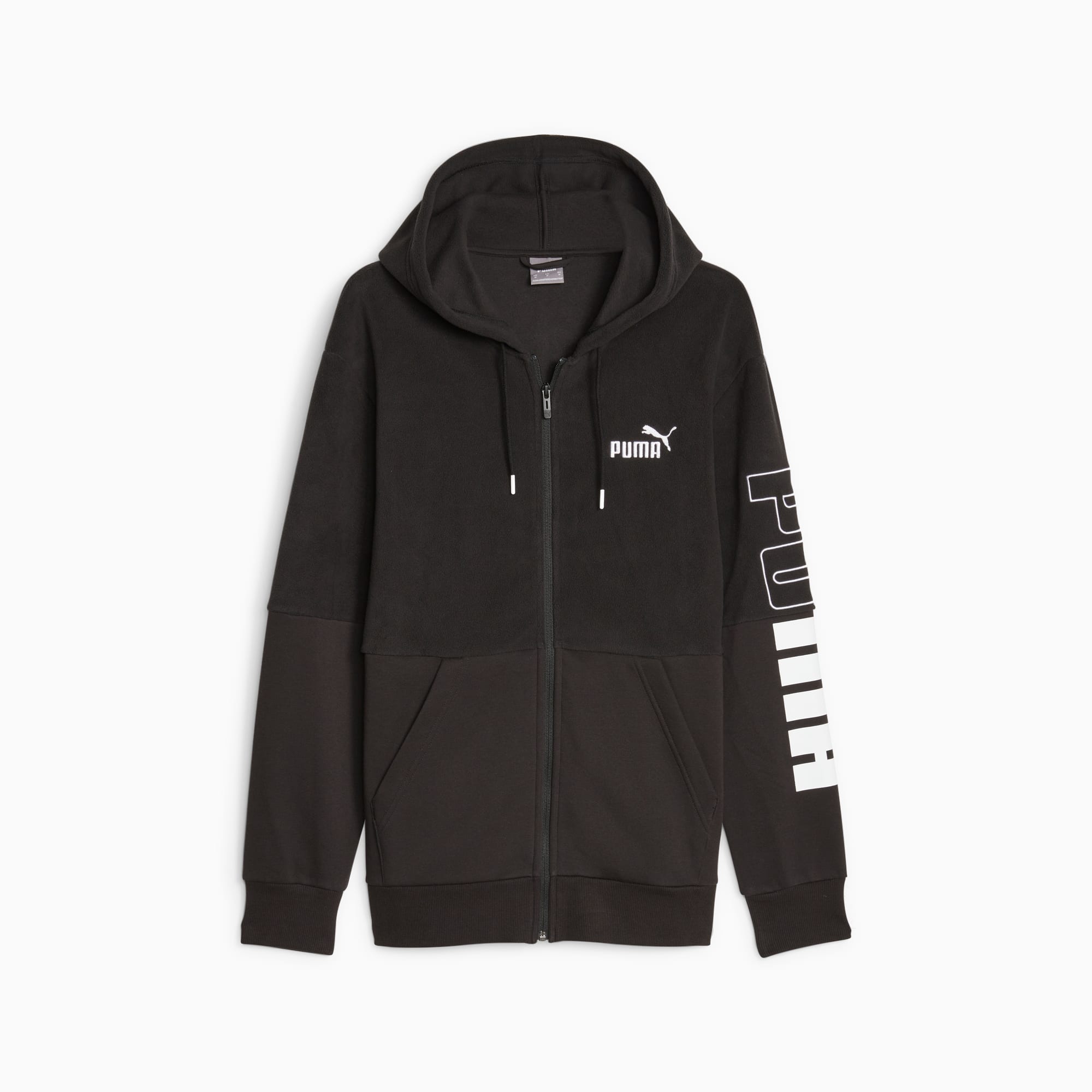 Puma Felpa Full Zip Con Cappuccio Power Nero/grigio Mel. Uomo